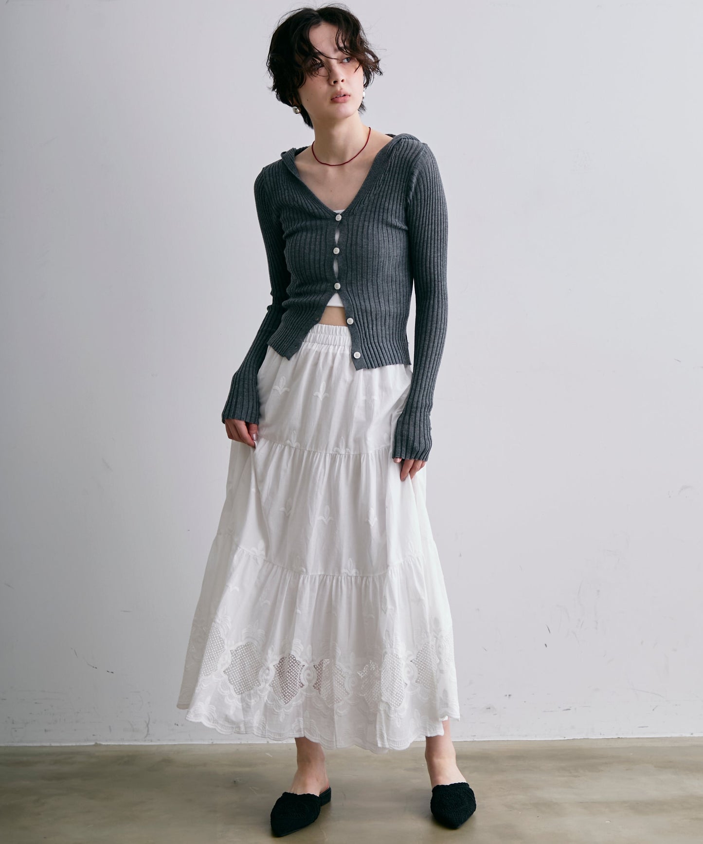 リブフーディーニット