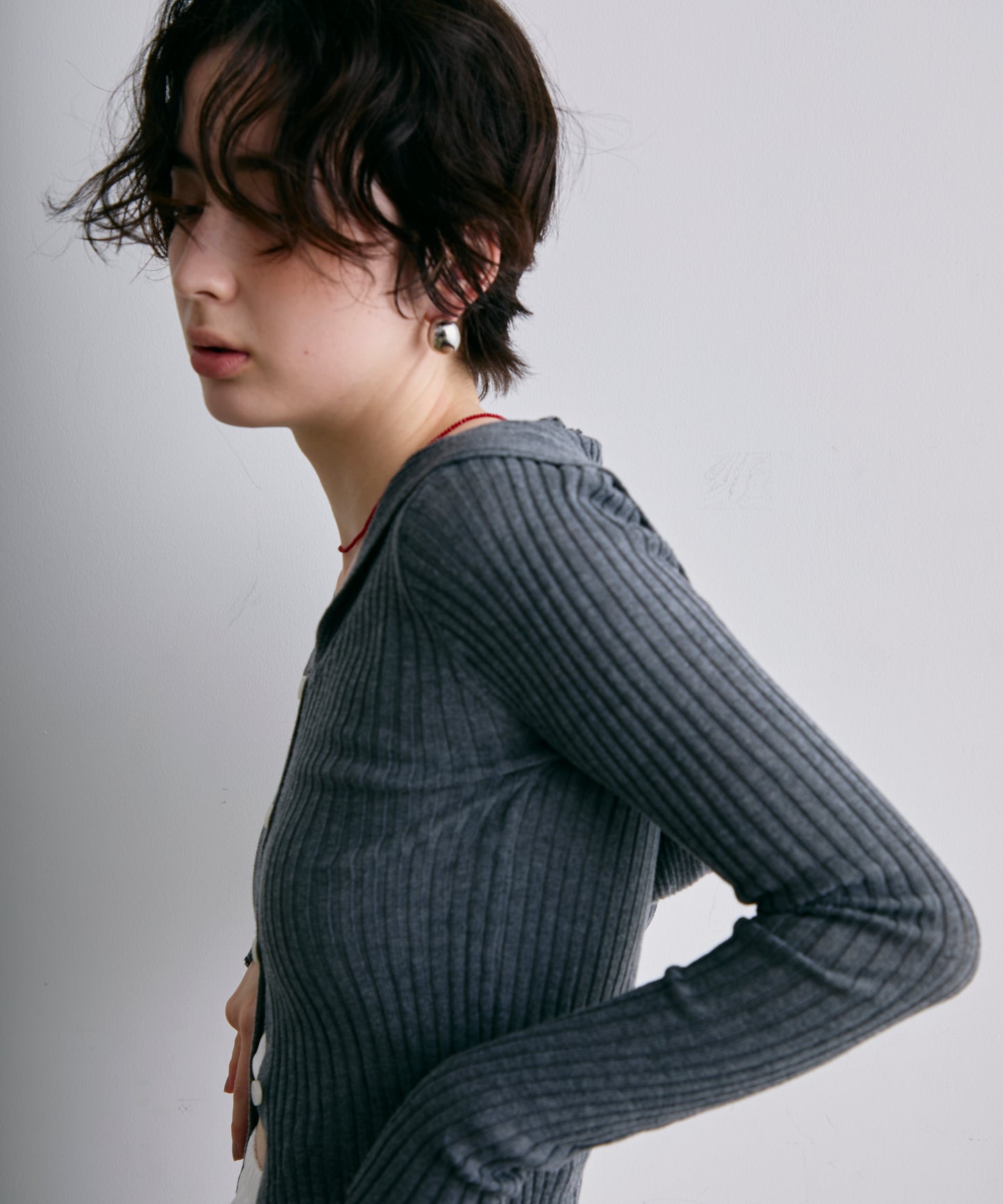 リブフーディーニット