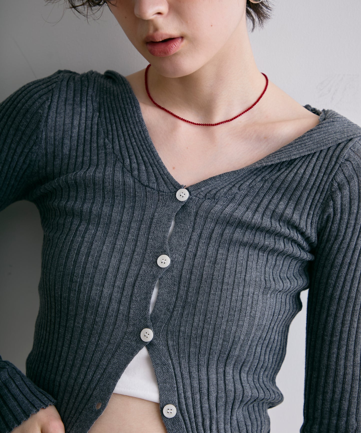 リブフーディーニット