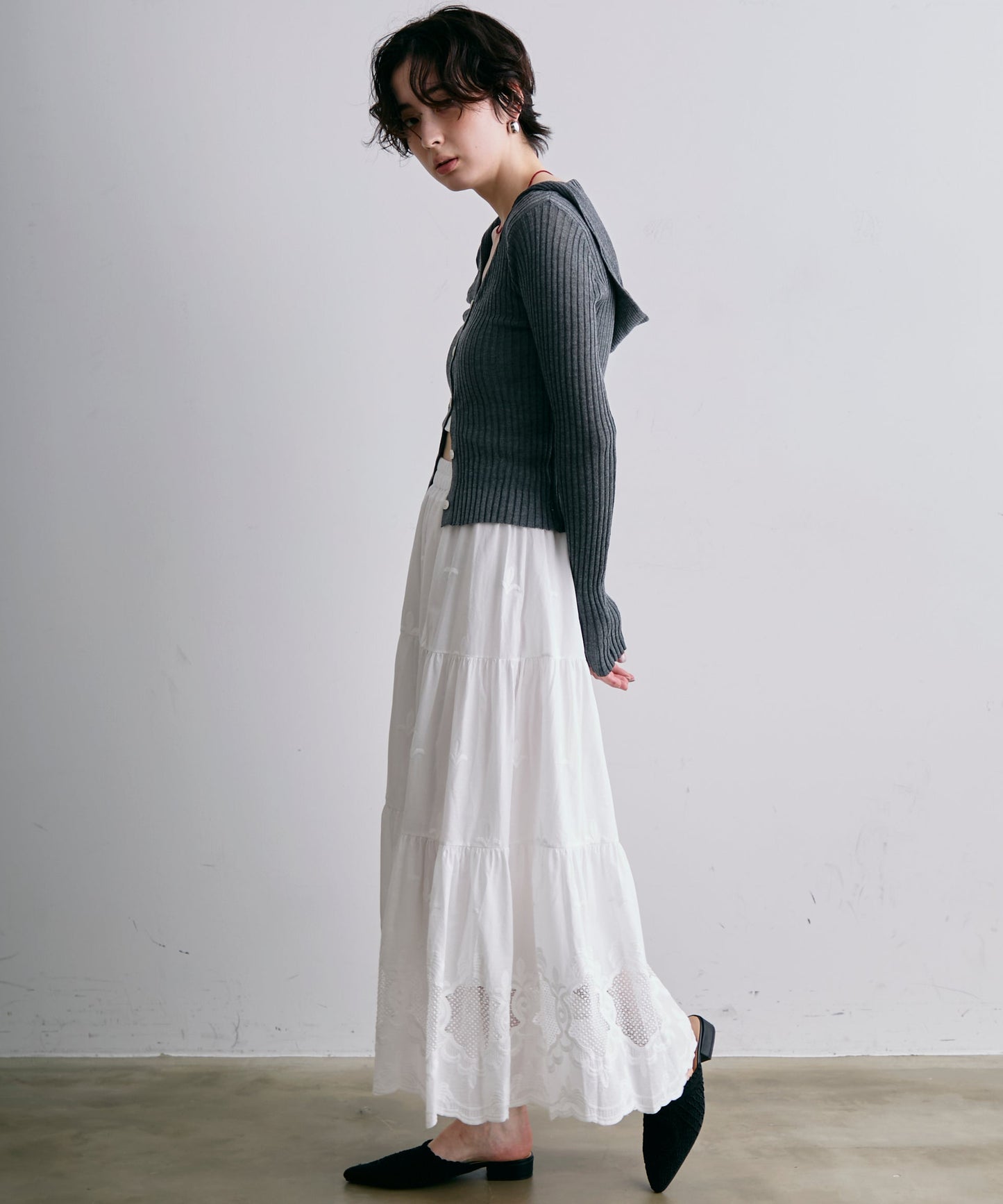 リブフーディーニット