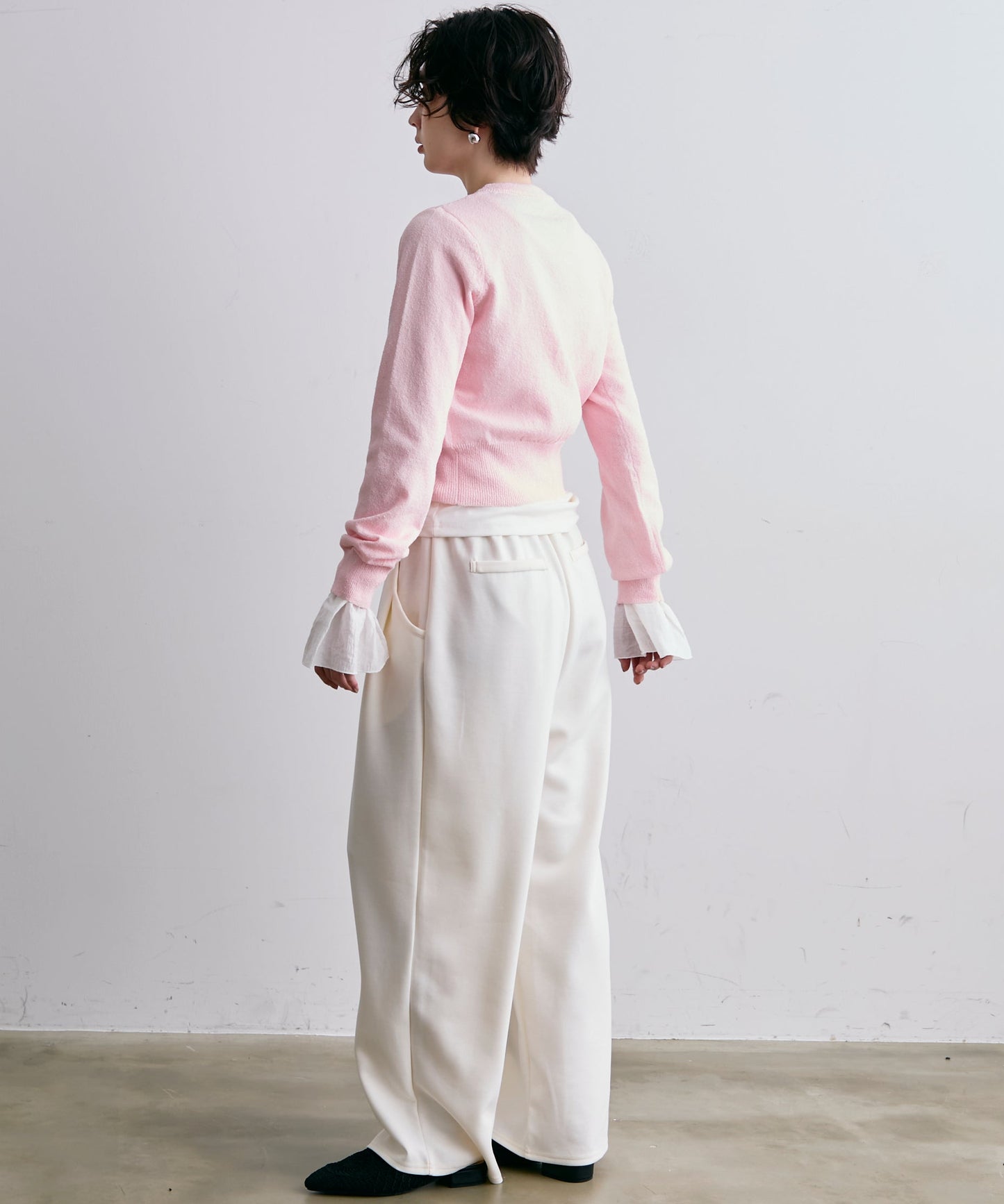 ループヤーンクロスボタンカーディガン