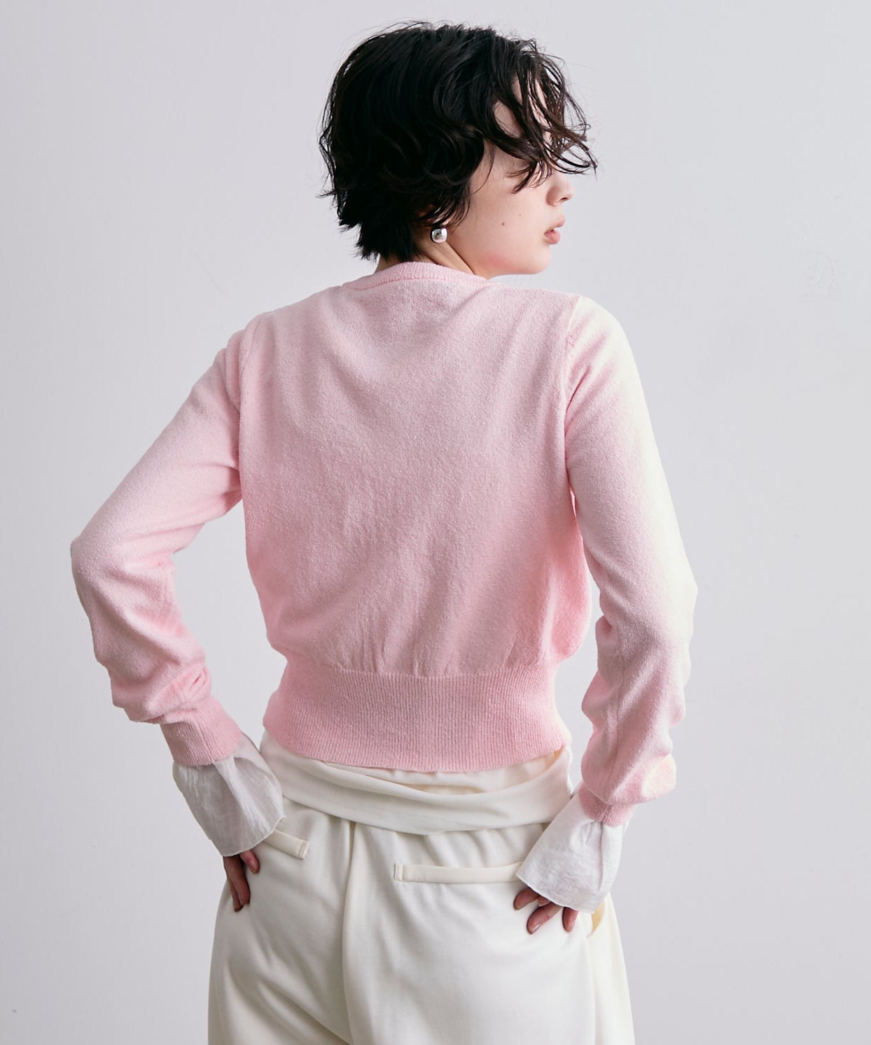 ループヤーンクロスボタンカーディガン