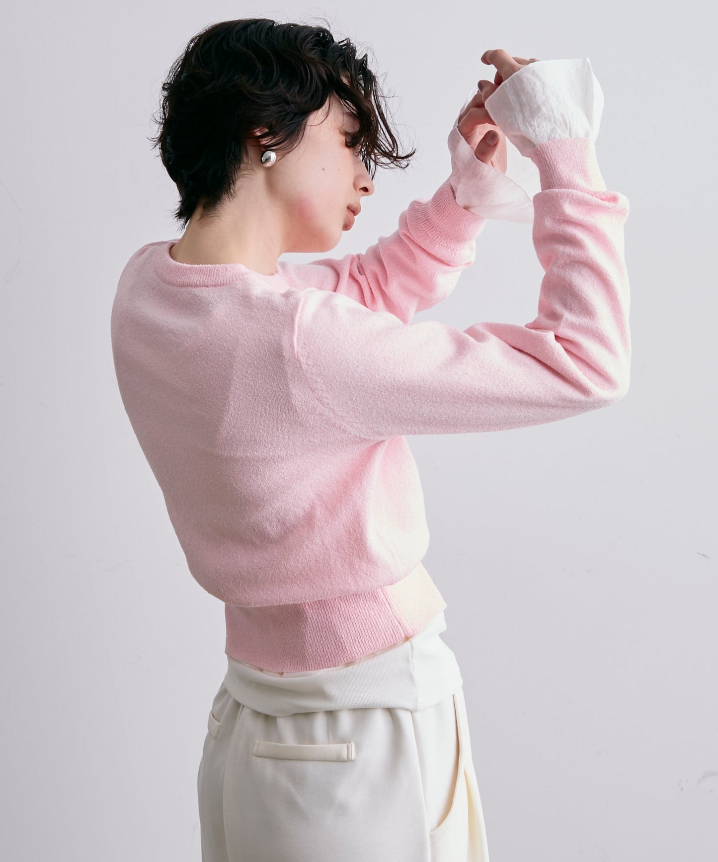 ループヤーンクロスボタンカーディガン