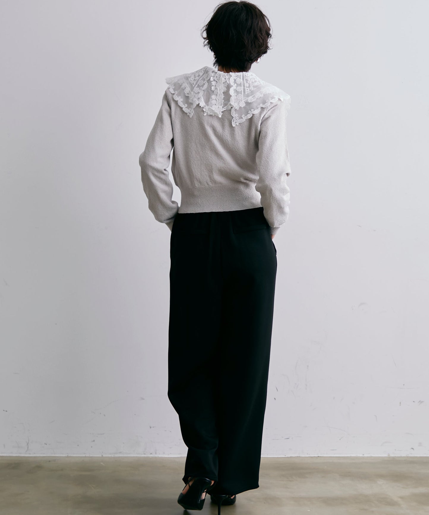 ループヤーンクロスボタンカーディガン