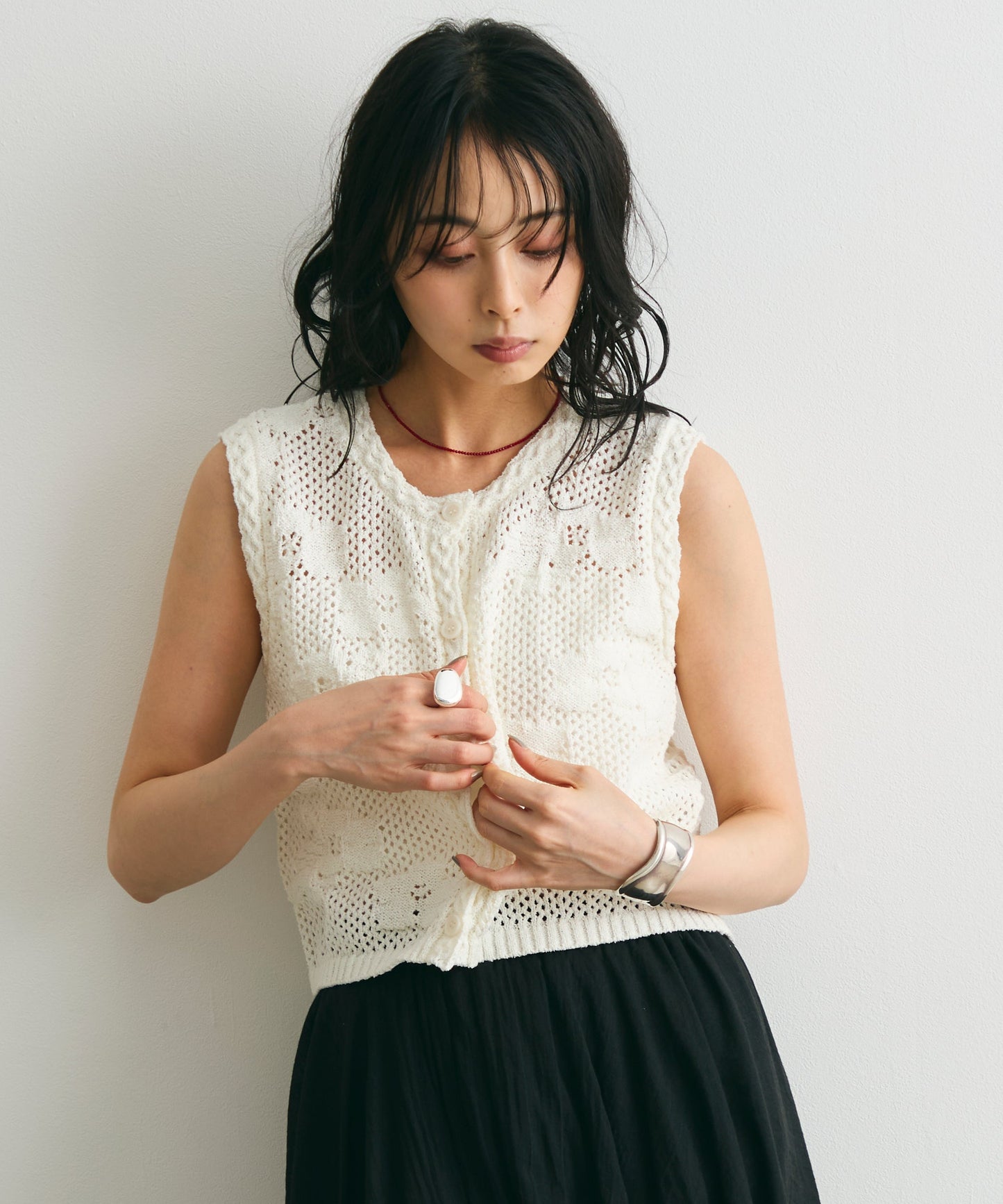 ループヤーン前開きベスト