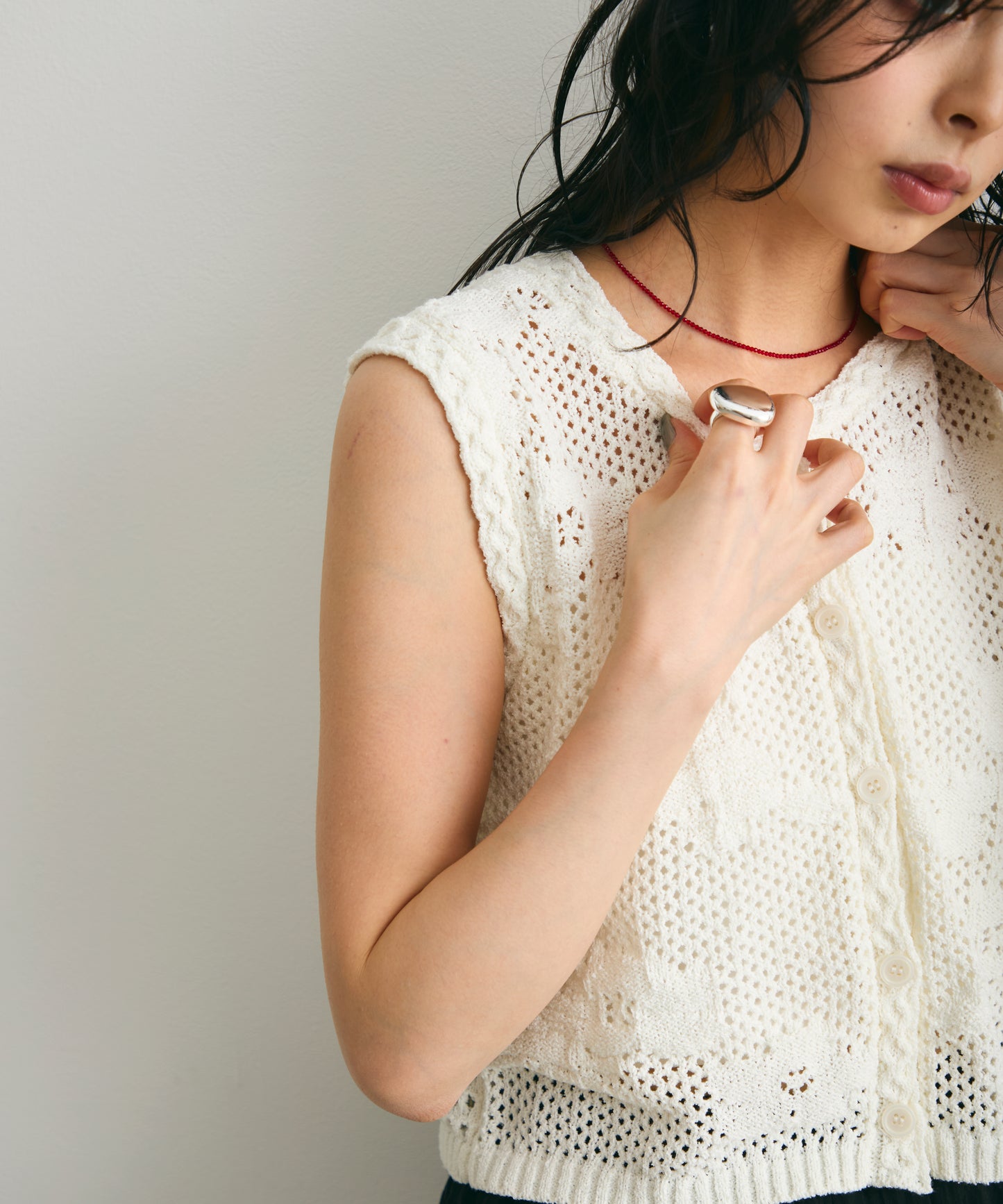 ループヤーン前開きベスト