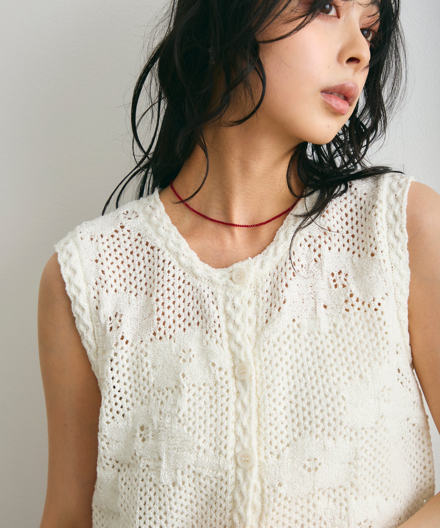 ループヤーン前開きベスト