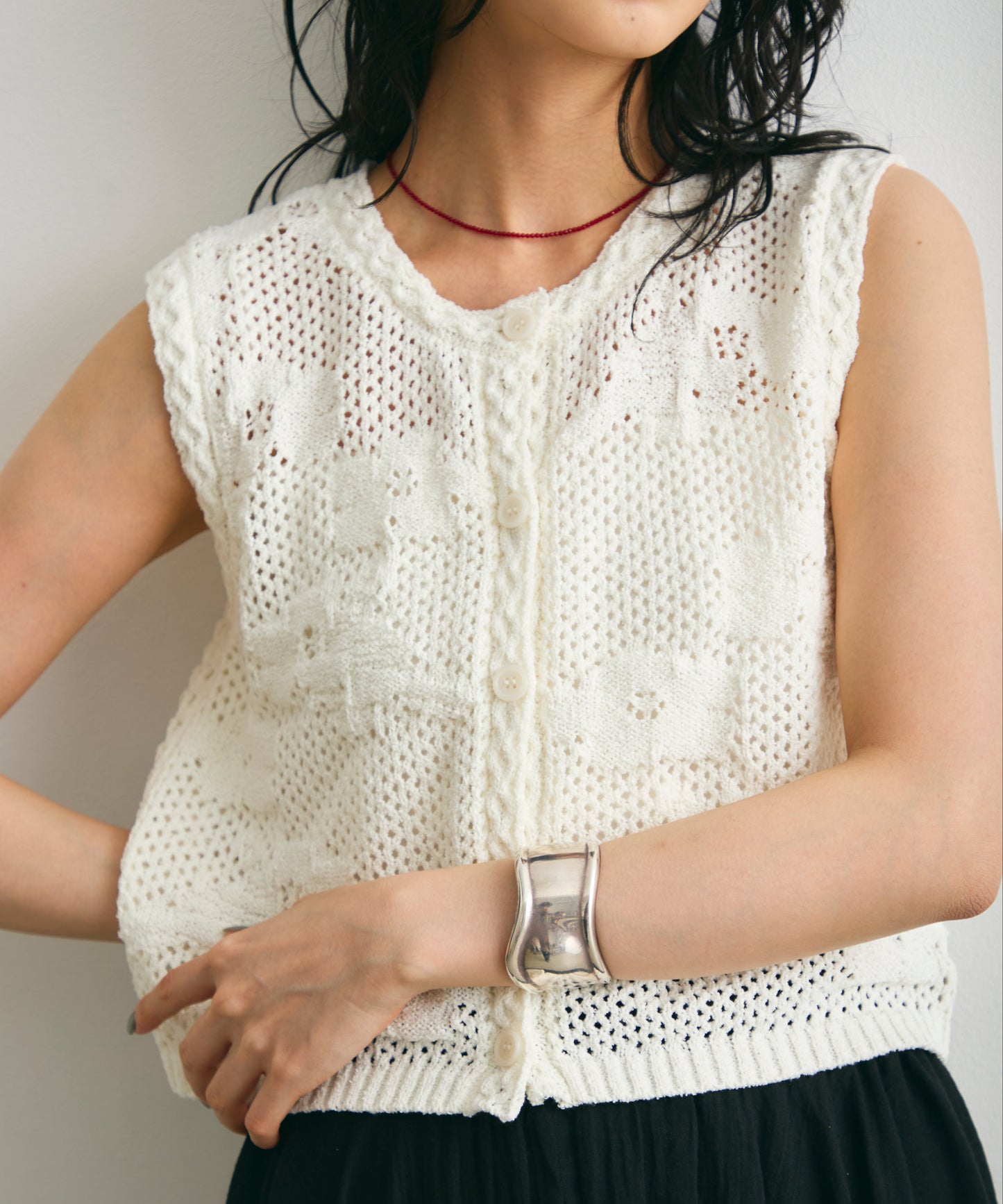 ループヤーン前開きベスト