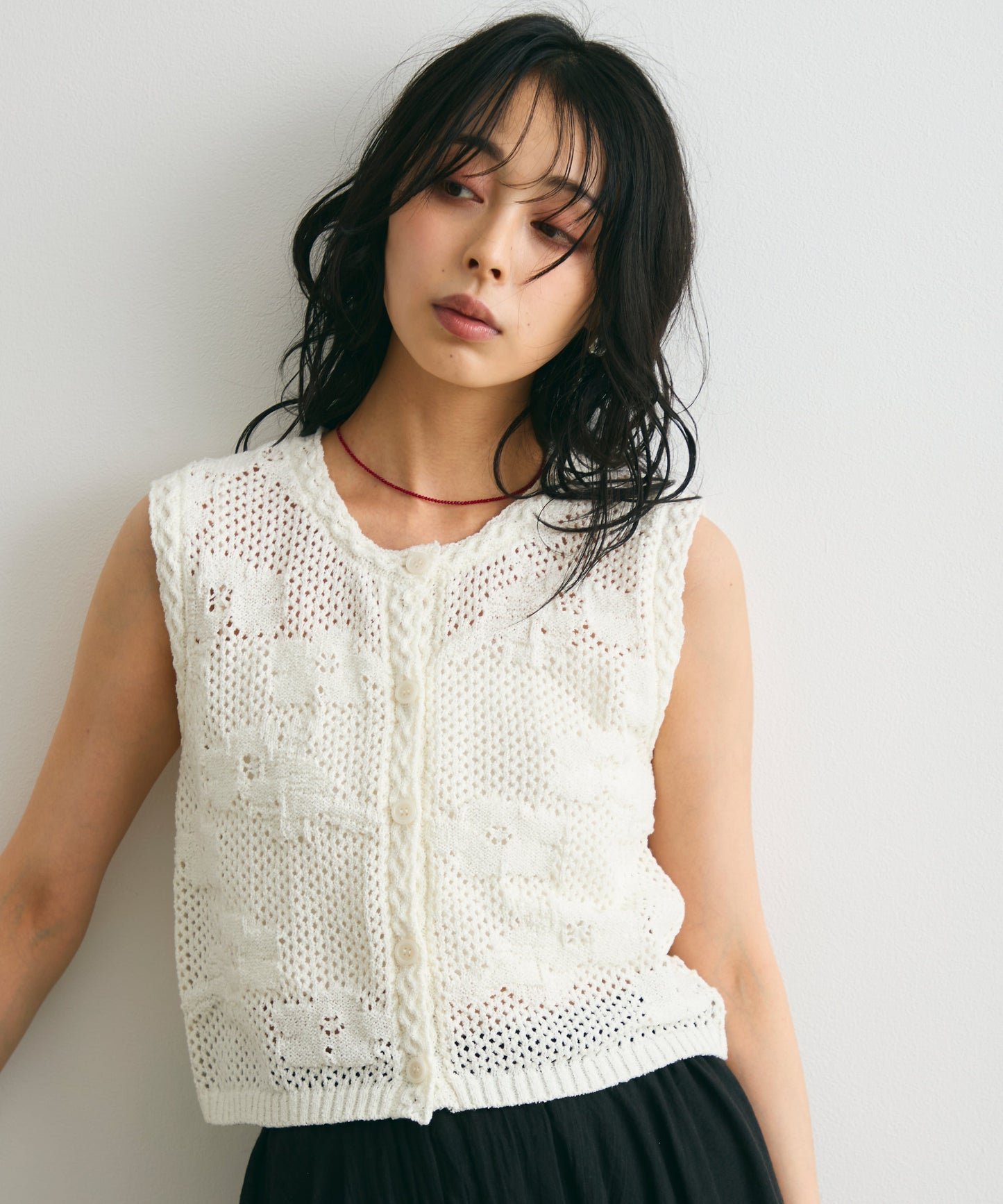 ループヤーン前開きベスト