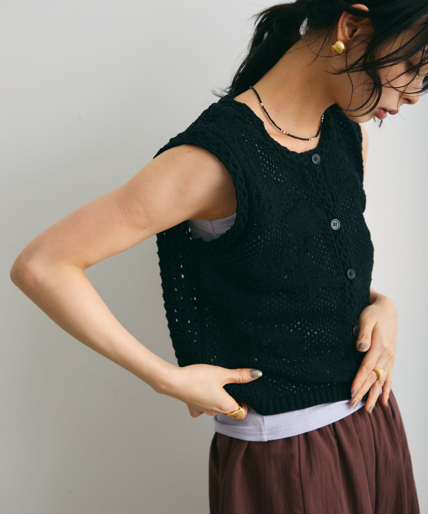 ループヤーン前開きベスト