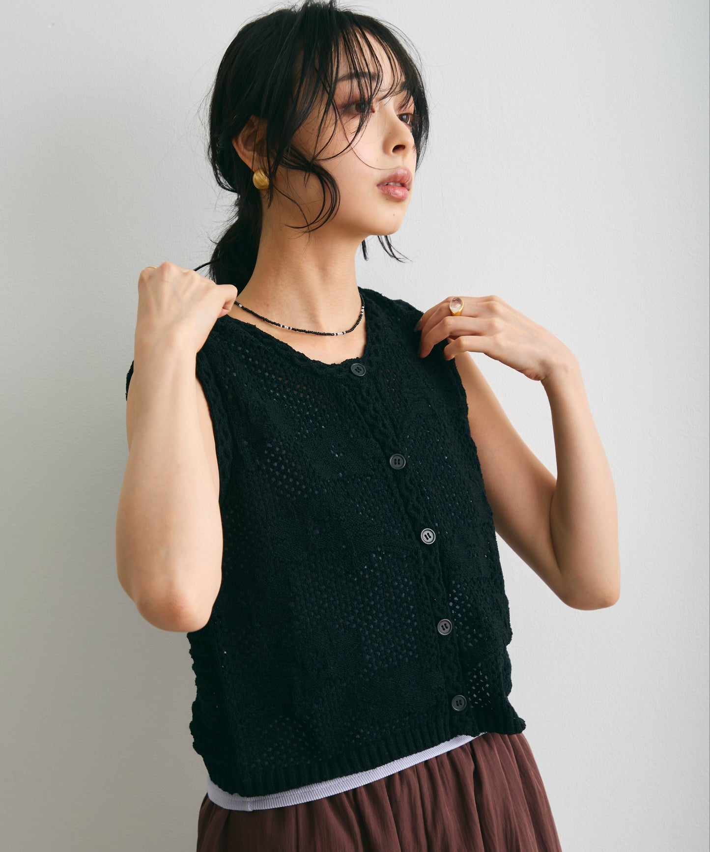 ループヤーン前開きベスト