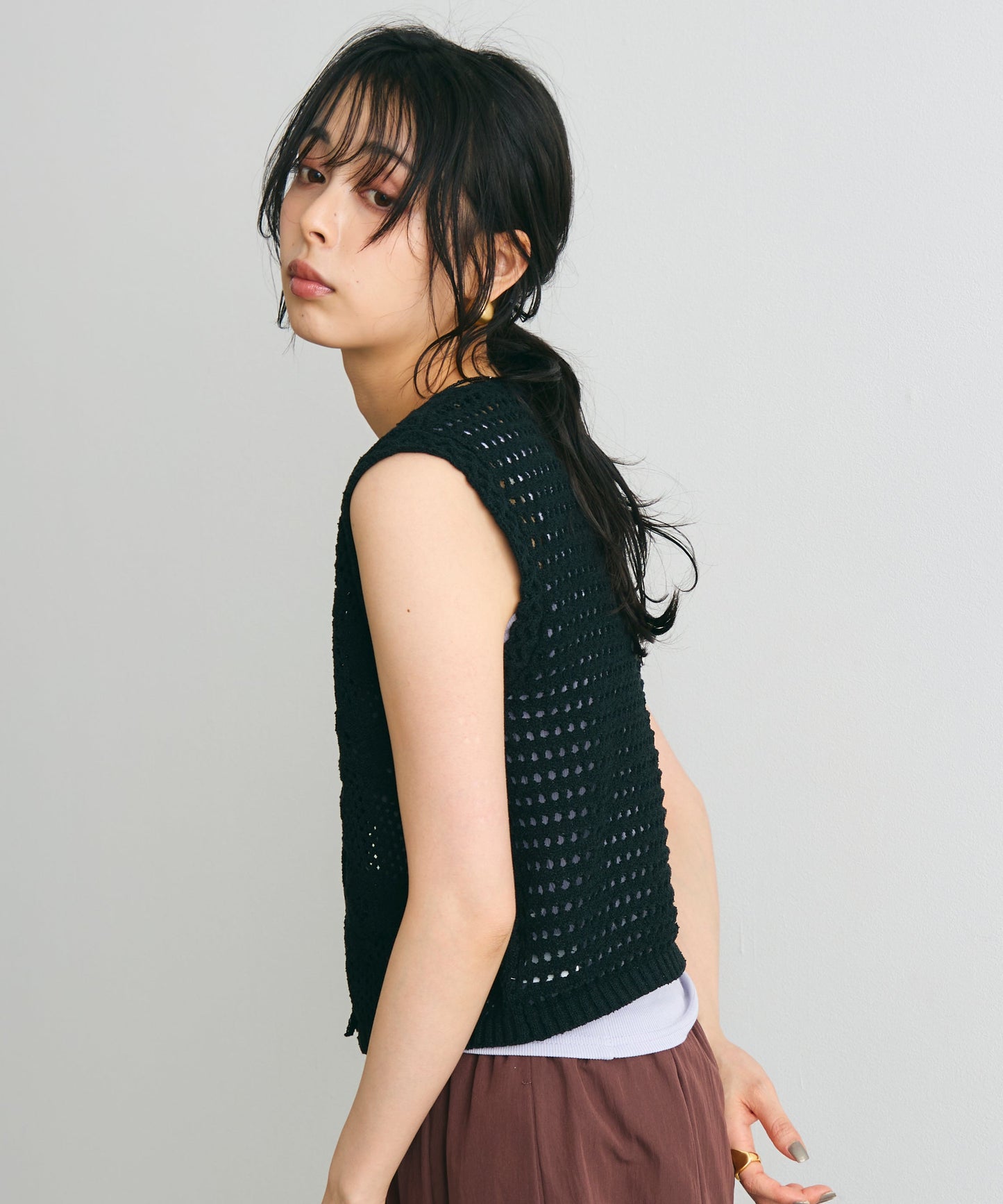 ループヤーン前開きベスト