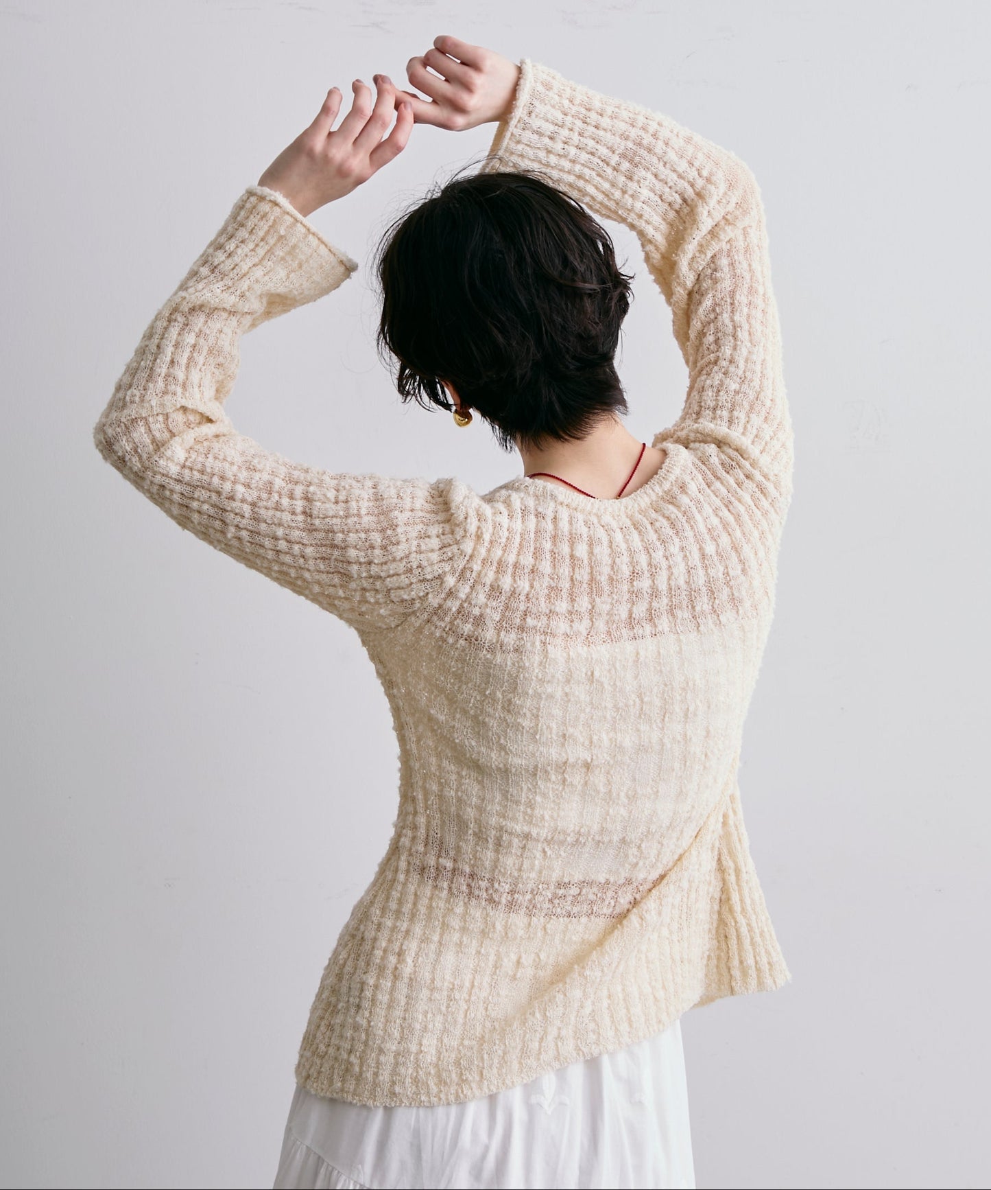 スラブループヤーン多釦カーディガン