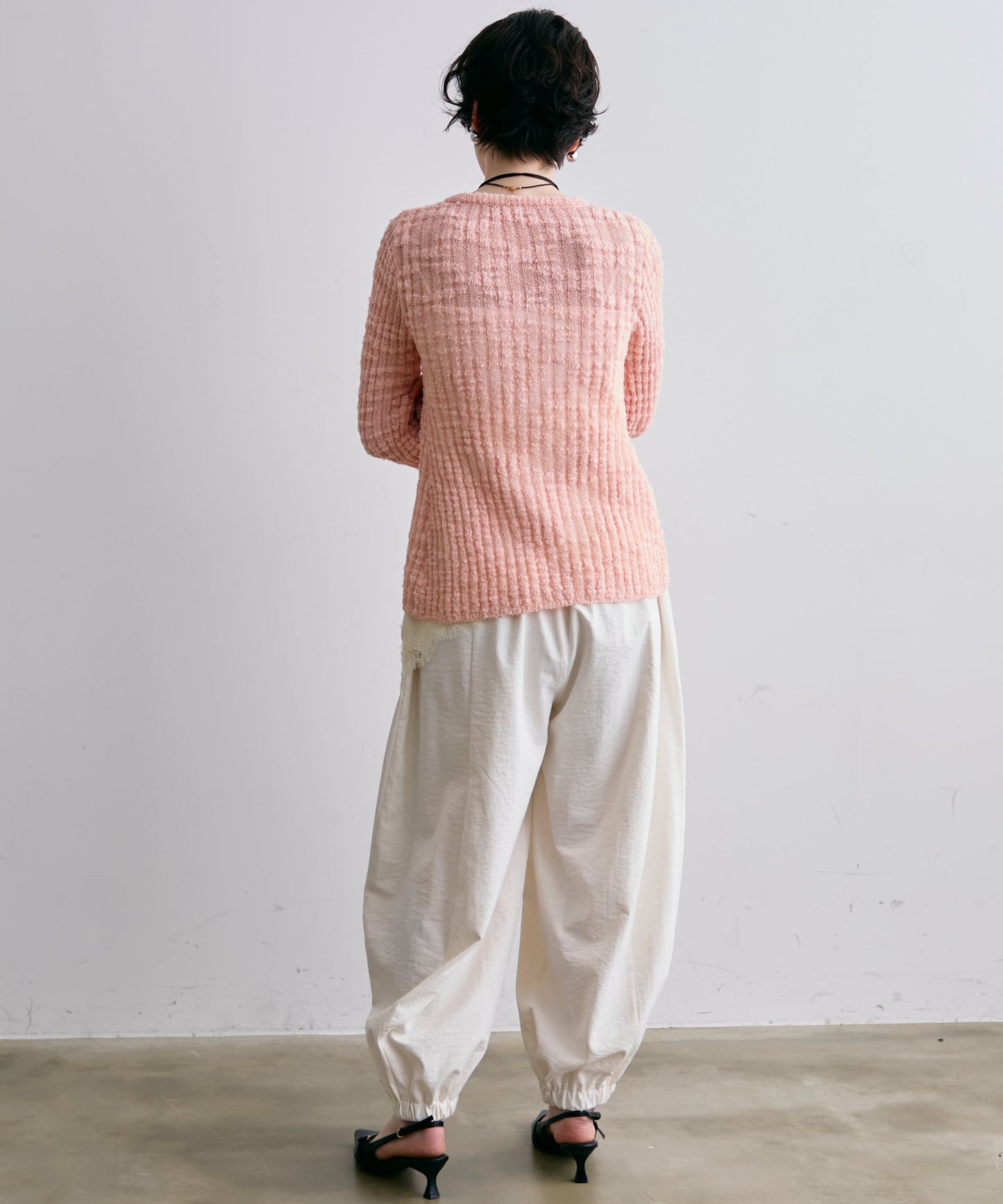 スラブループヤーン多釦カーディガン