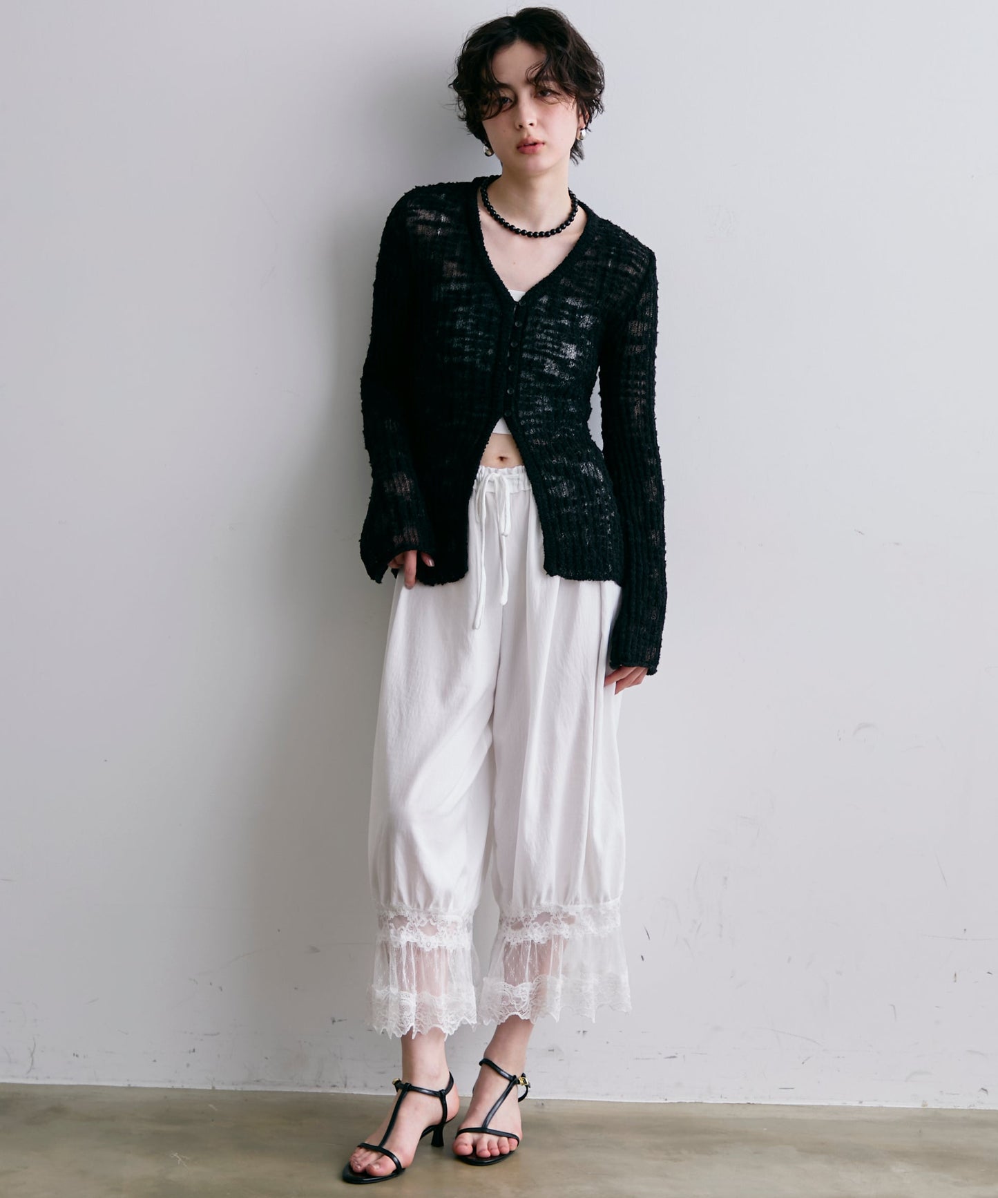 スラブループヤーン多釦カーディガン