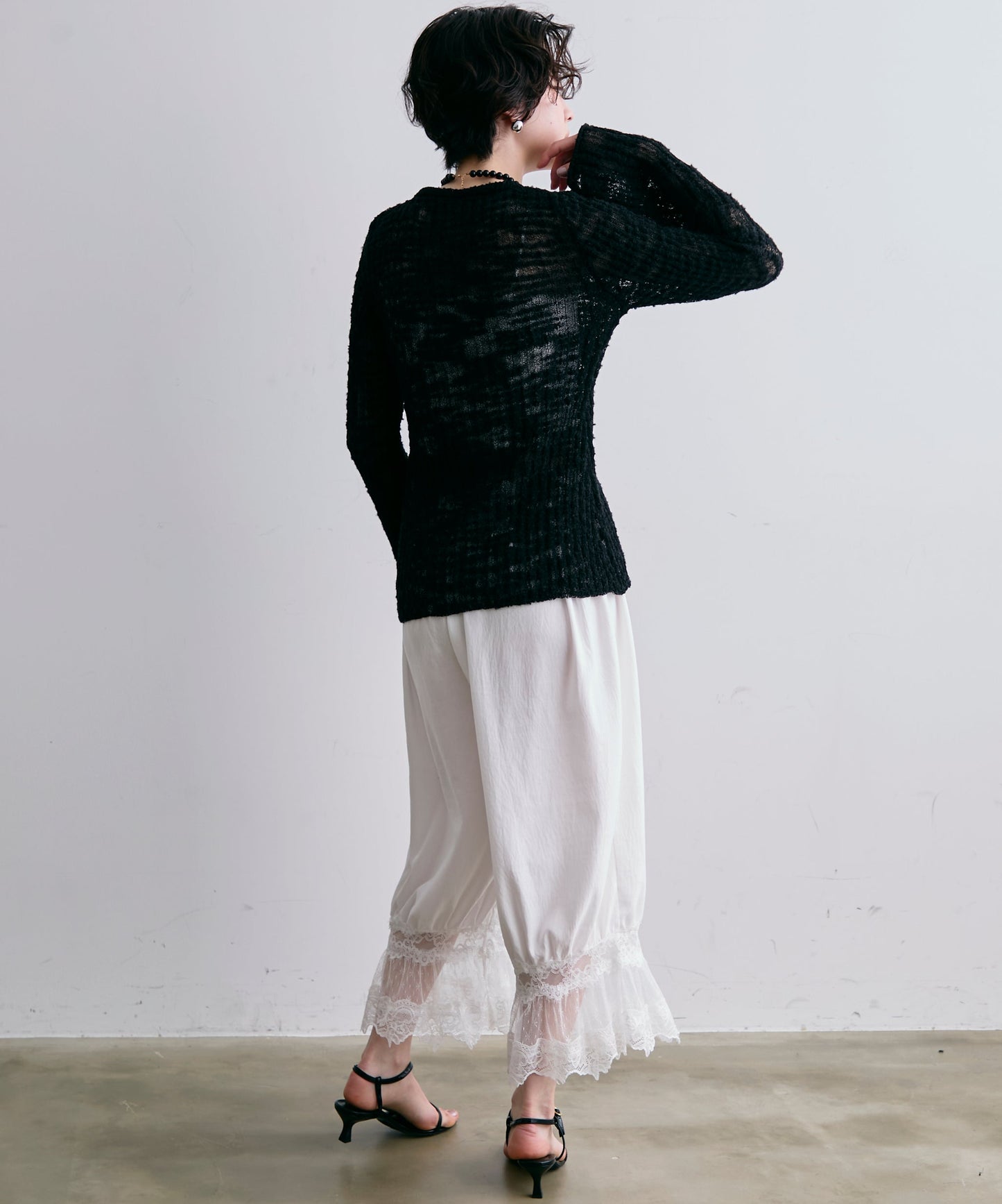 スラブループヤーン多釦カーディガン