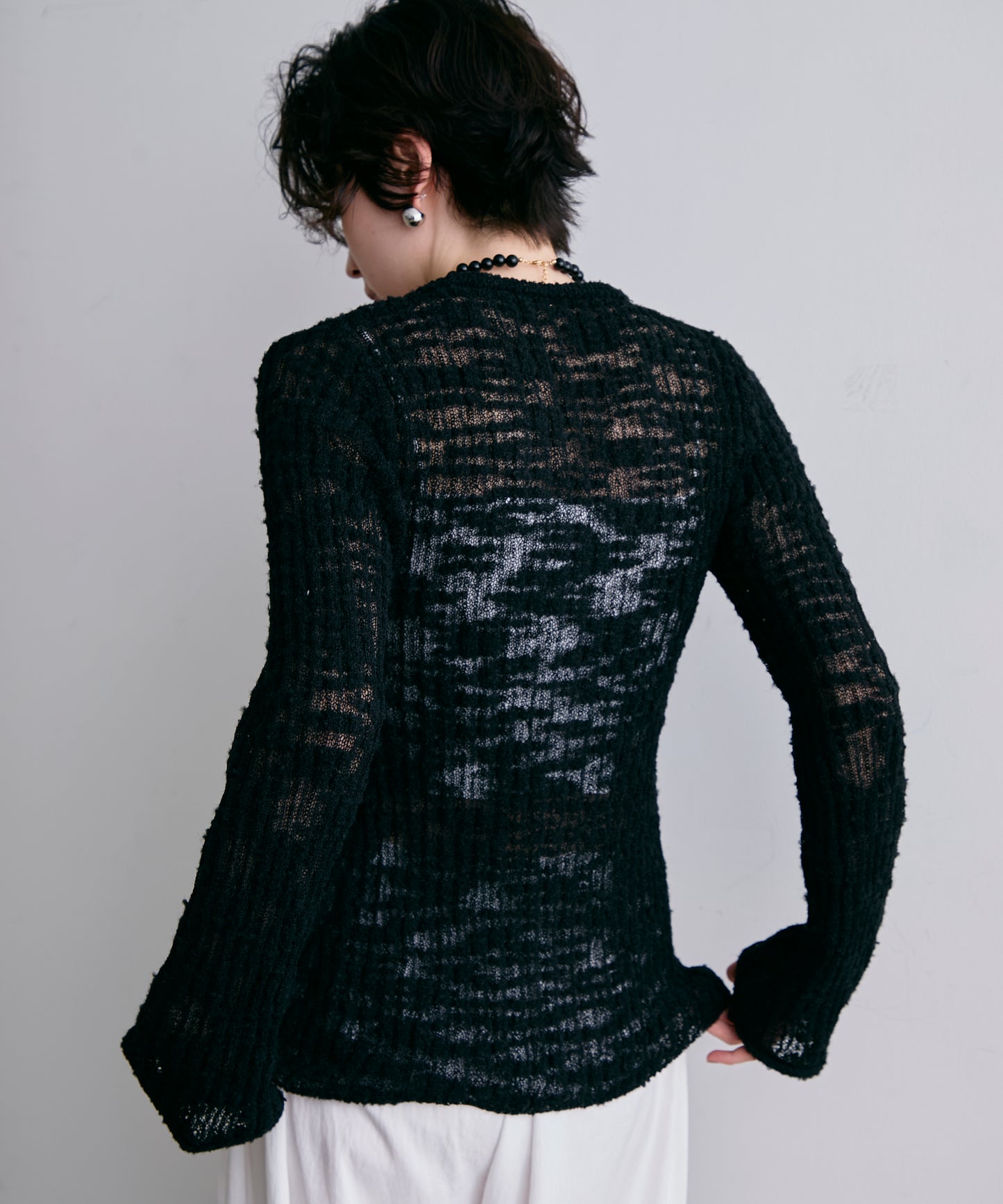 スラブループヤーン多釦カーディガン