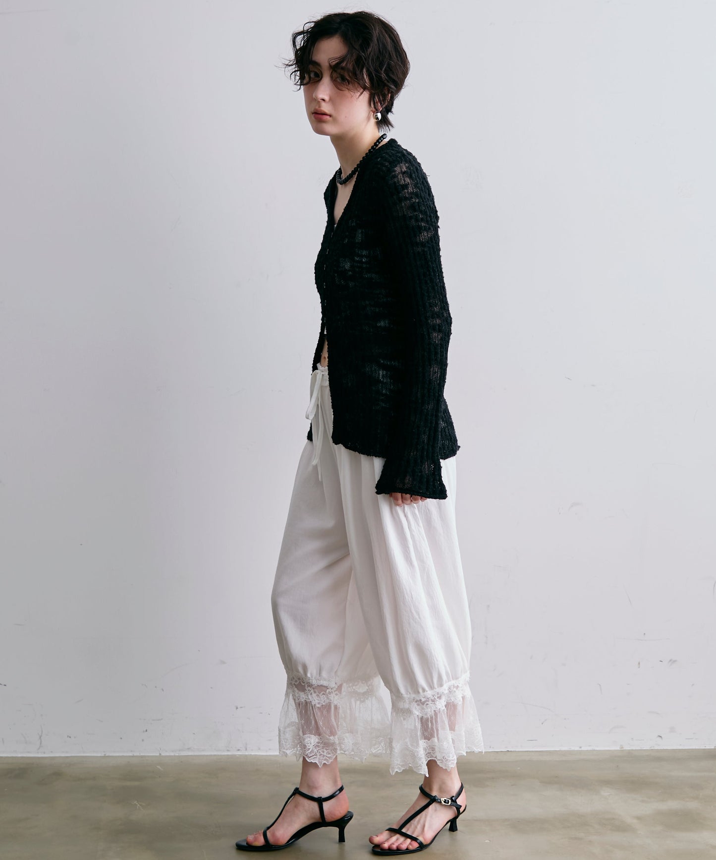 スラブループヤーン多釦カーディガン