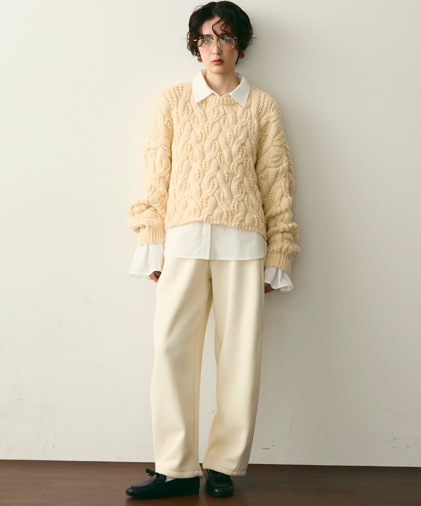 ウエストドロスト裏起毛スウェットカーブパンツ