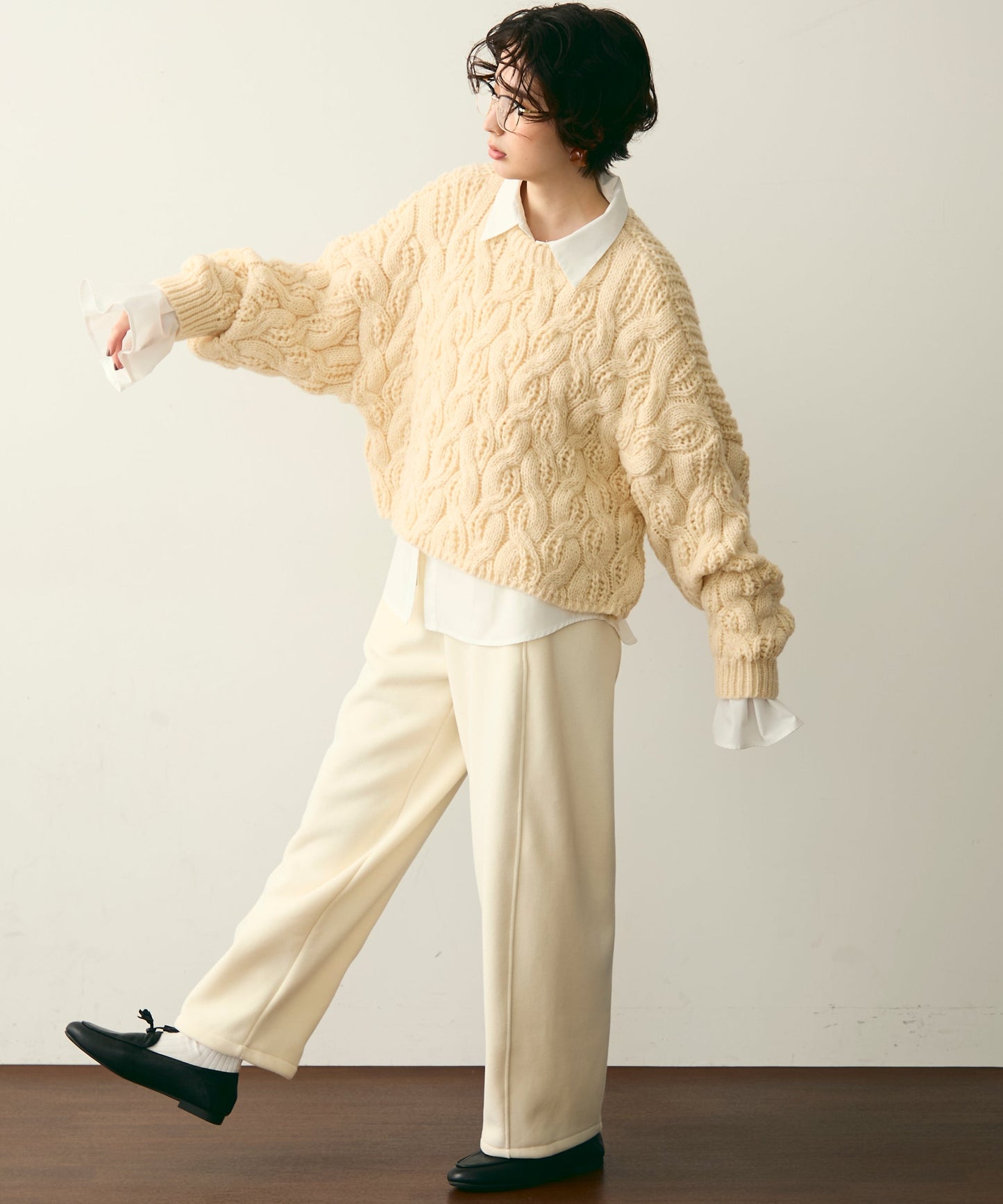 ウエストドロスト裏起毛スウェットカーブパンツ