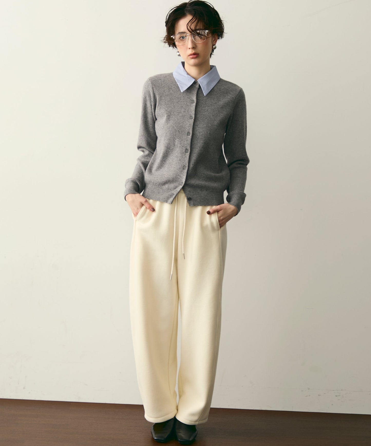 ウエストドロスト裏起毛スウェットカーブパンツ