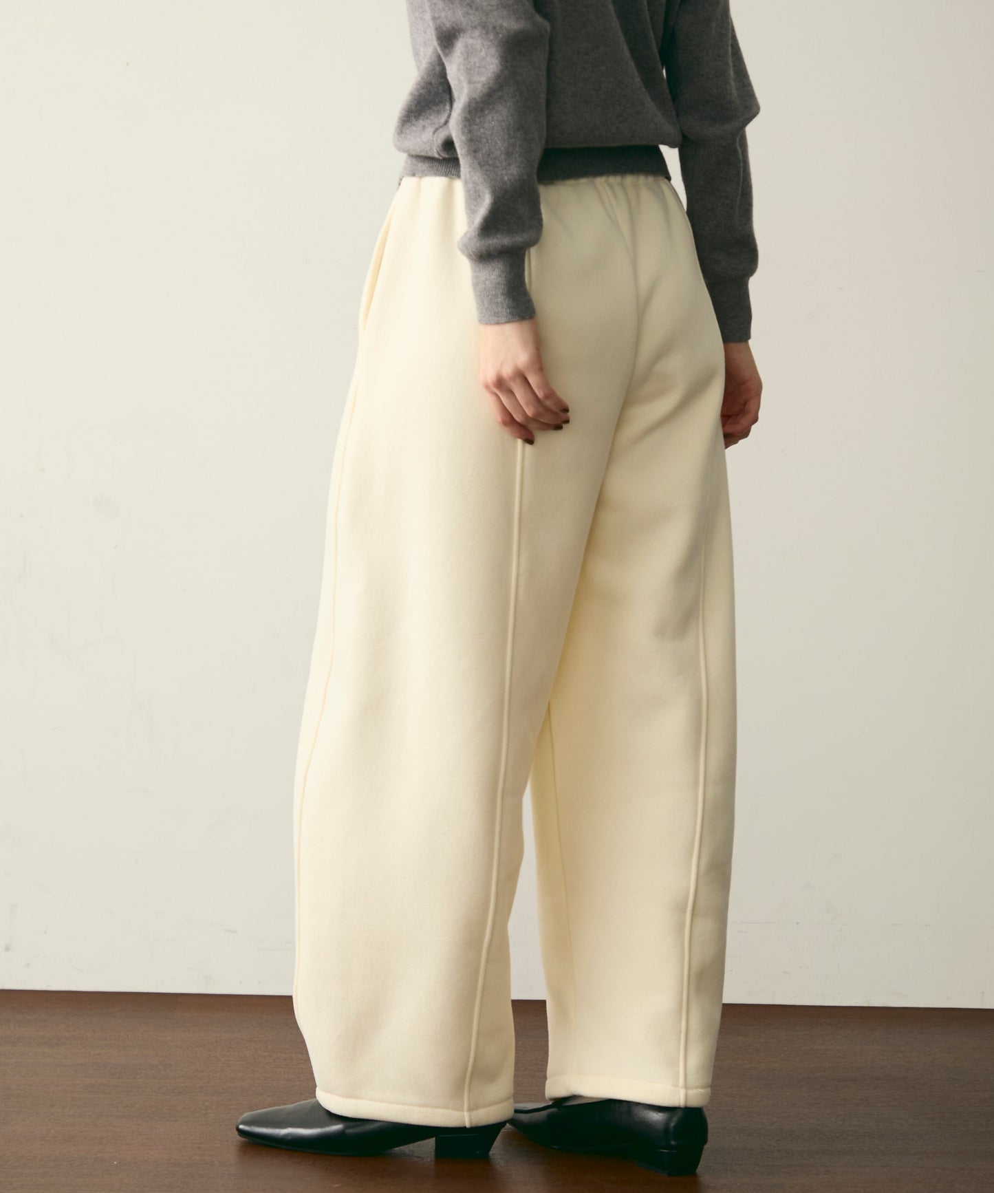 ウエストドロスト裏起毛スウェットカーブパンツ