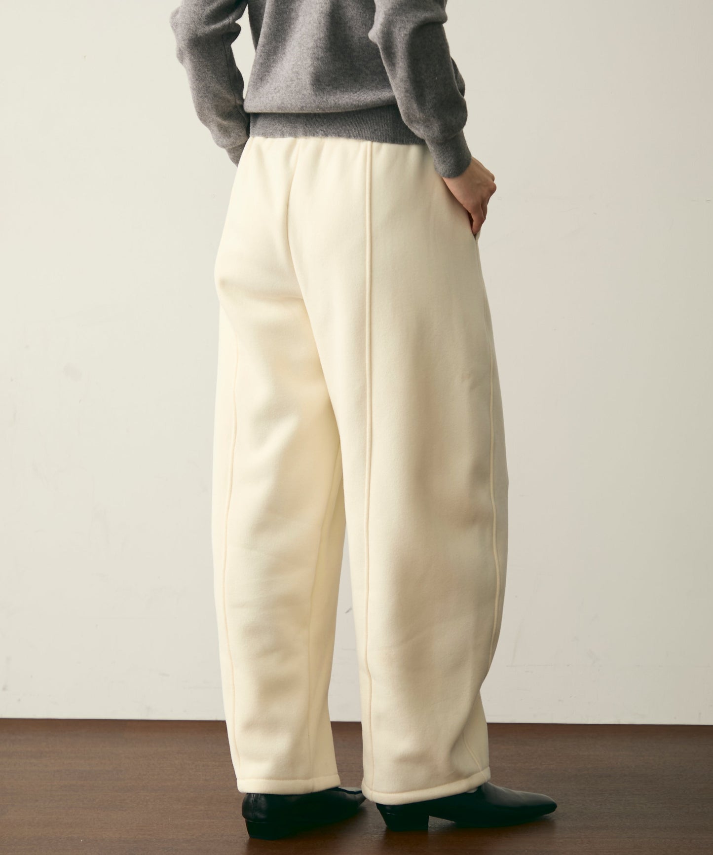 ウエストドロスト裏起毛スウェットカーブパンツ