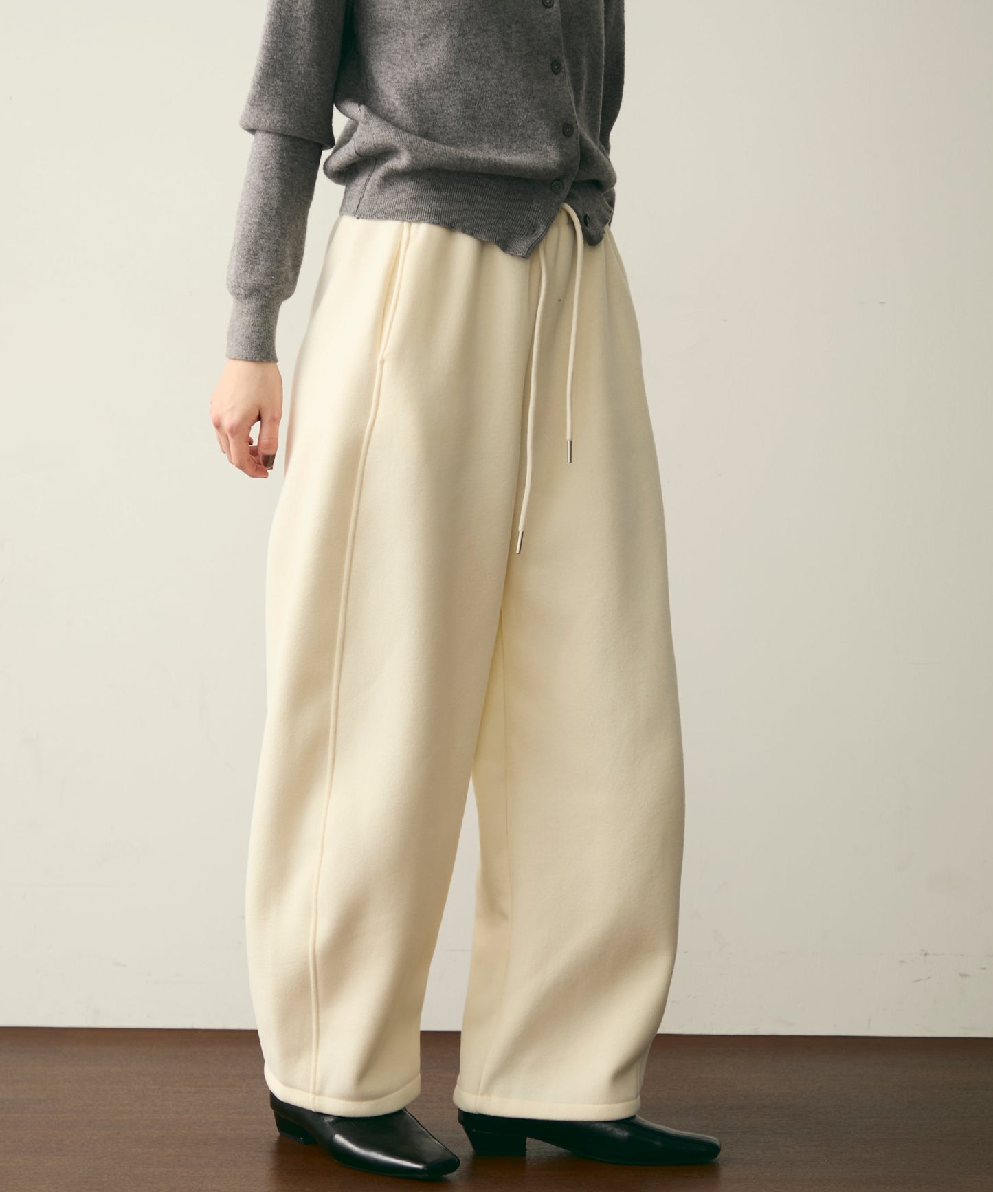 ウエストドロスト裏起毛スウェットカーブパンツ