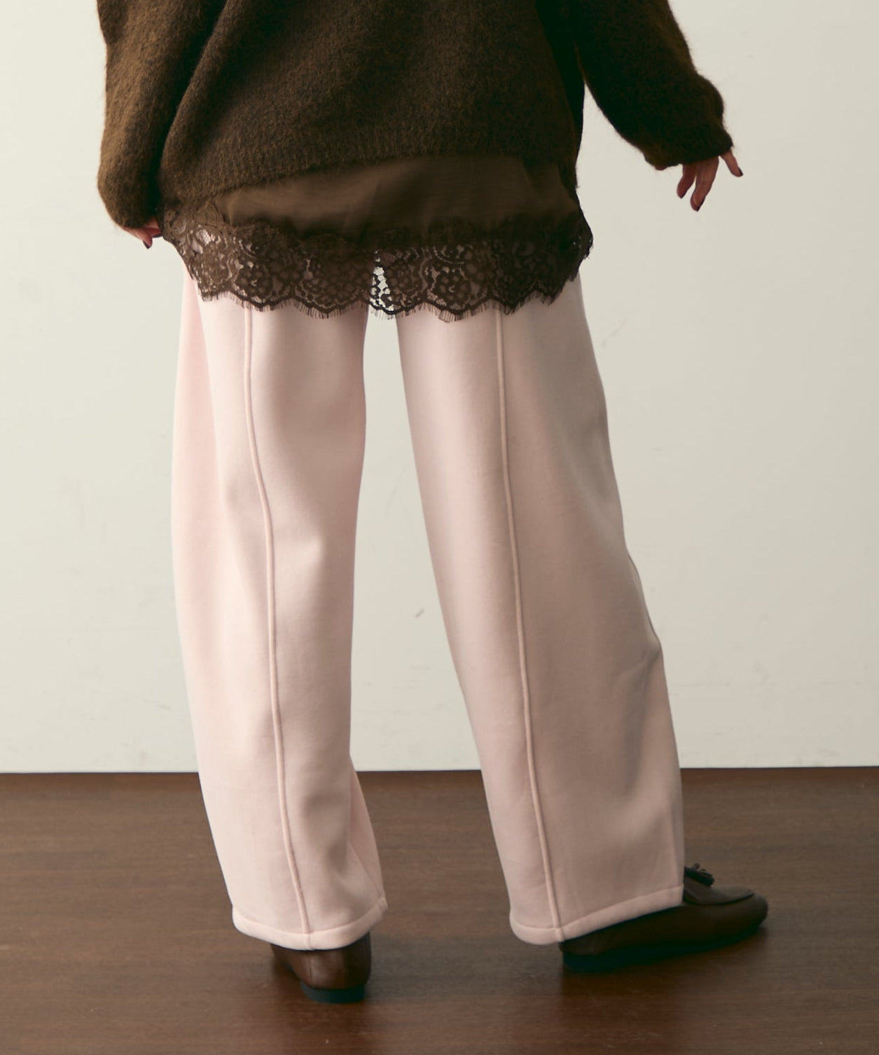 ウエストドロスト裏起毛スウェットカーブパンツ