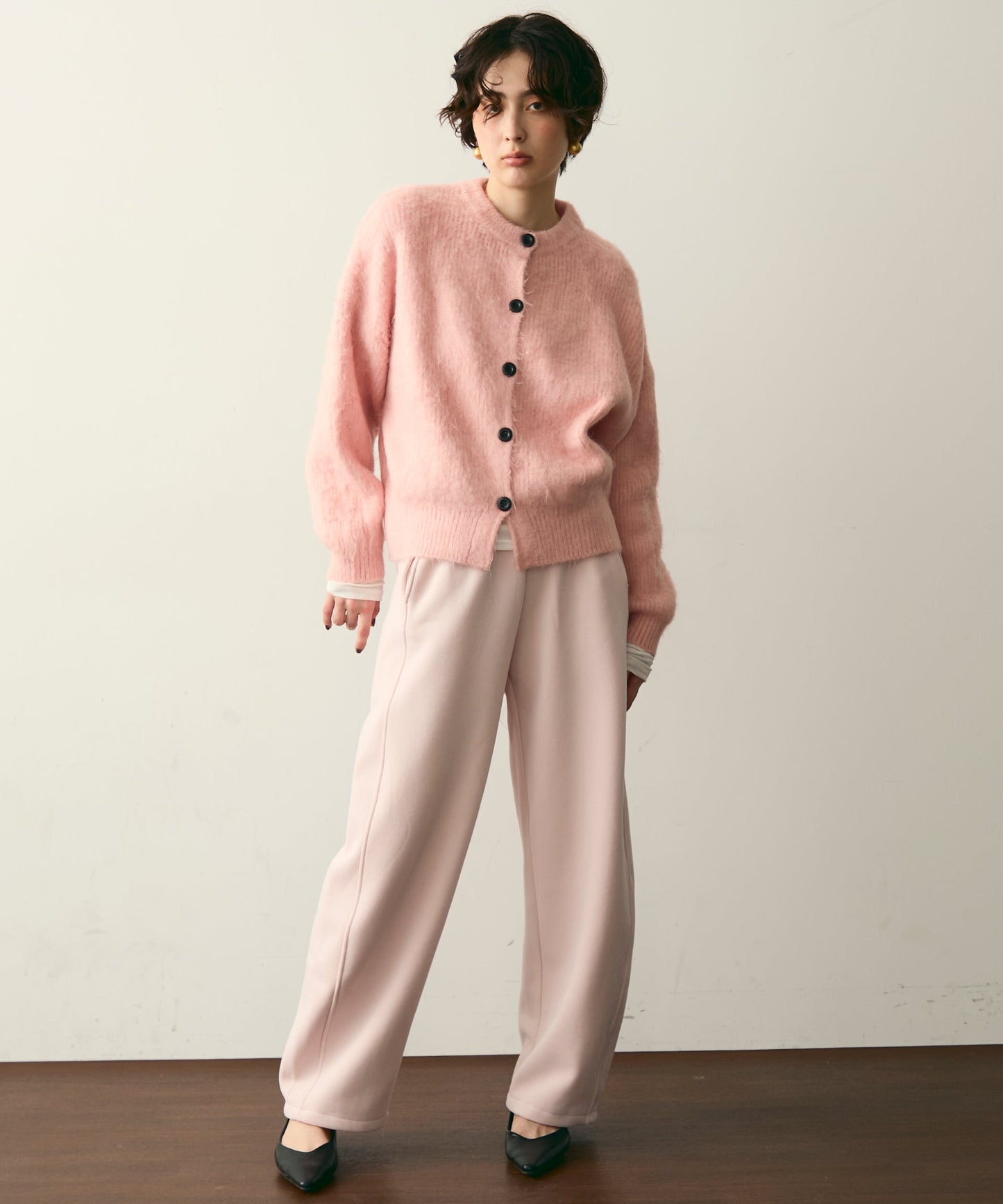 ウエストドロスト裏起毛スウェットカーブパンツ