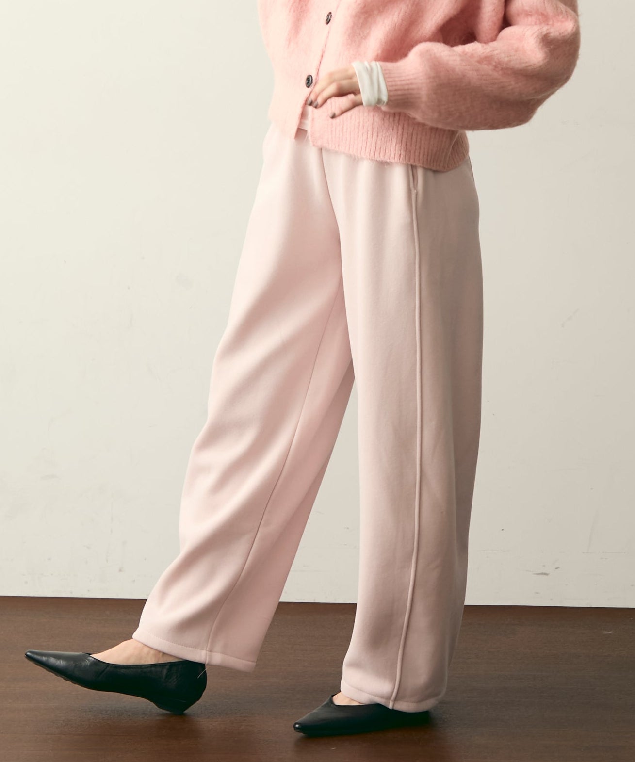 ウエストドロスト裏起毛スウェットカーブパンツ