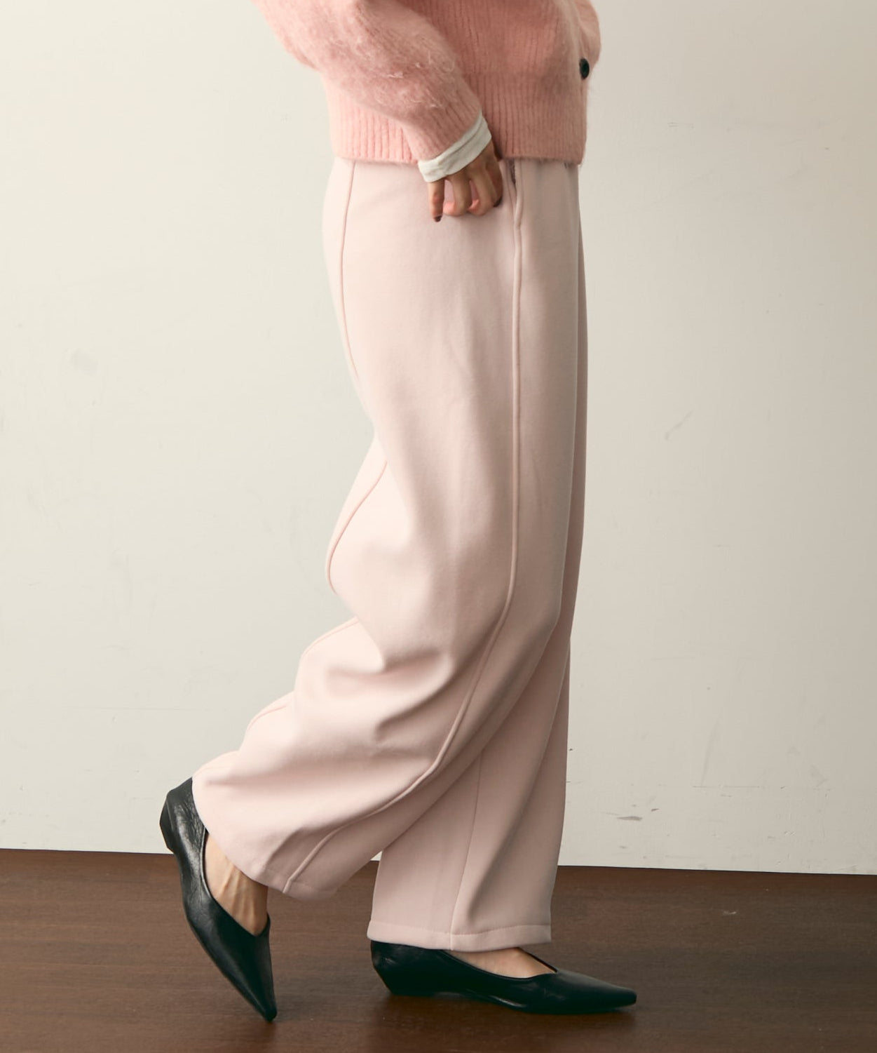 ウエストドロスト裏起毛スウェットカーブパンツ