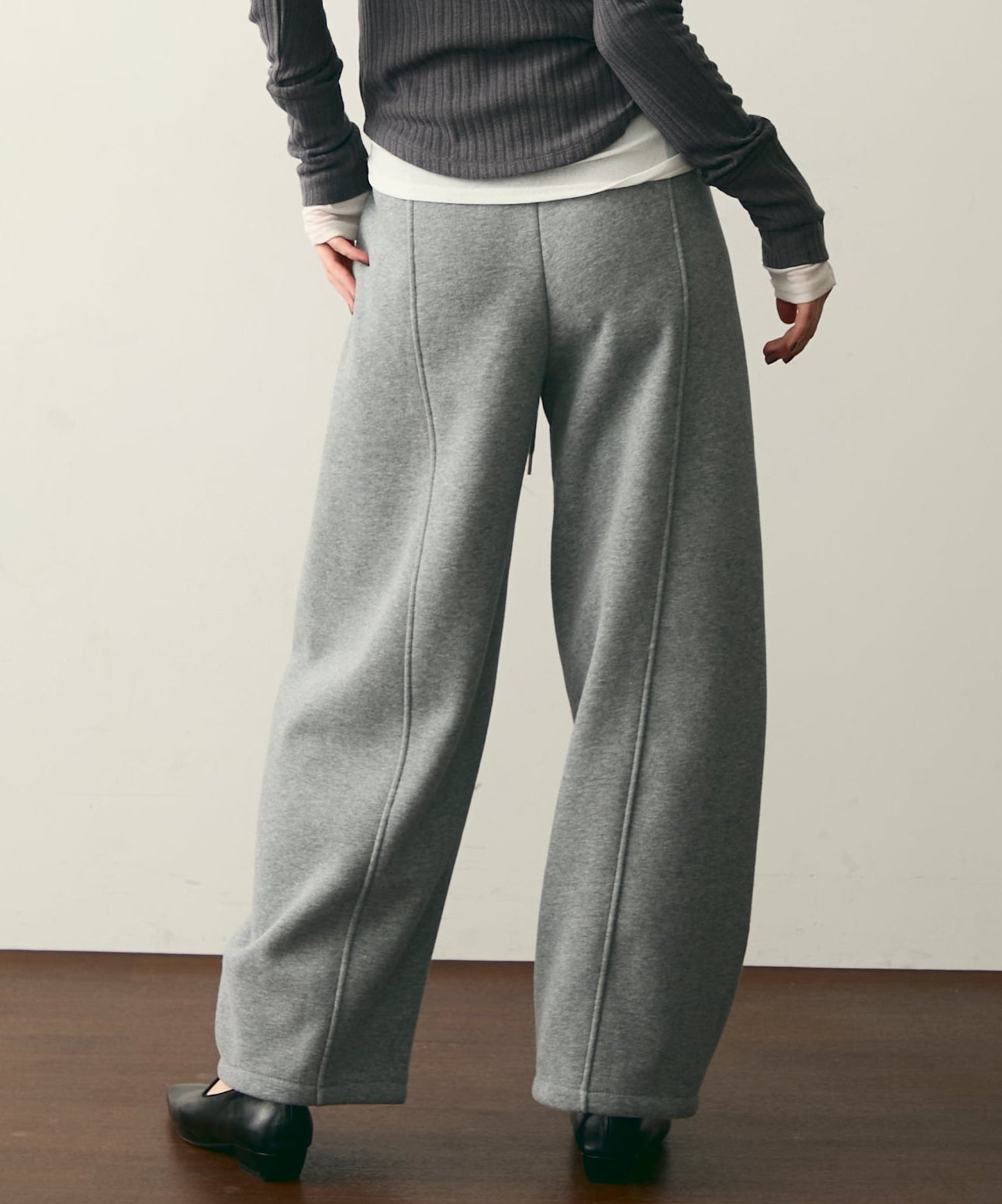 ウエストドロスト裏起毛スウェットカーブパンツ