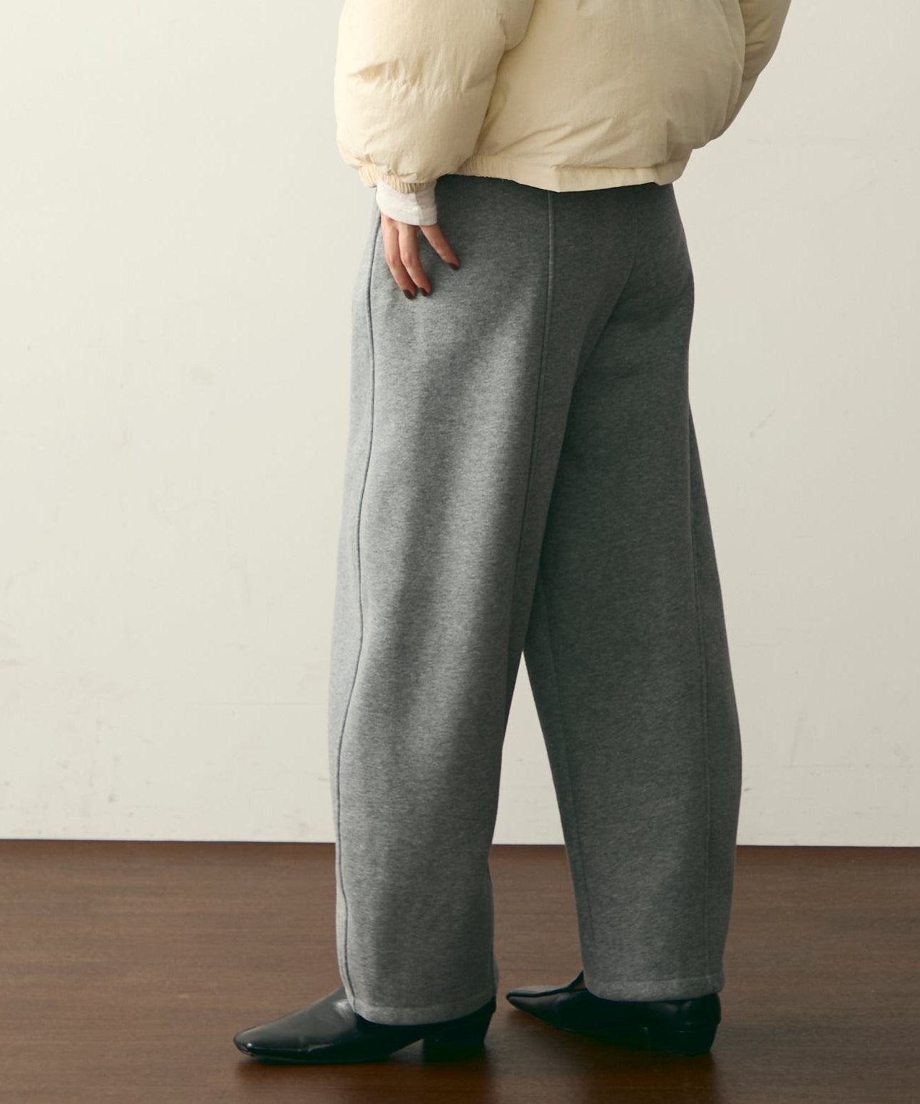 ウエストドロスト裏起毛スウェットカーブパンツ