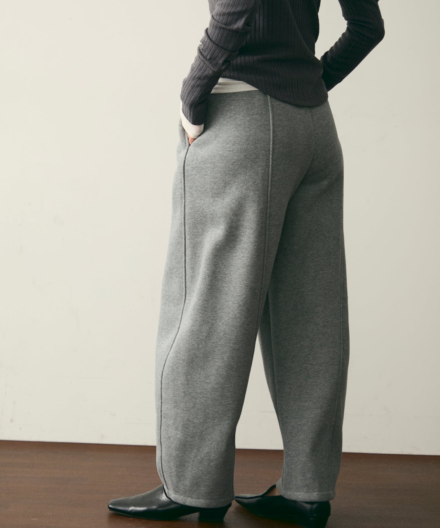ウエストドロスト裏起毛スウェットカーブパンツ