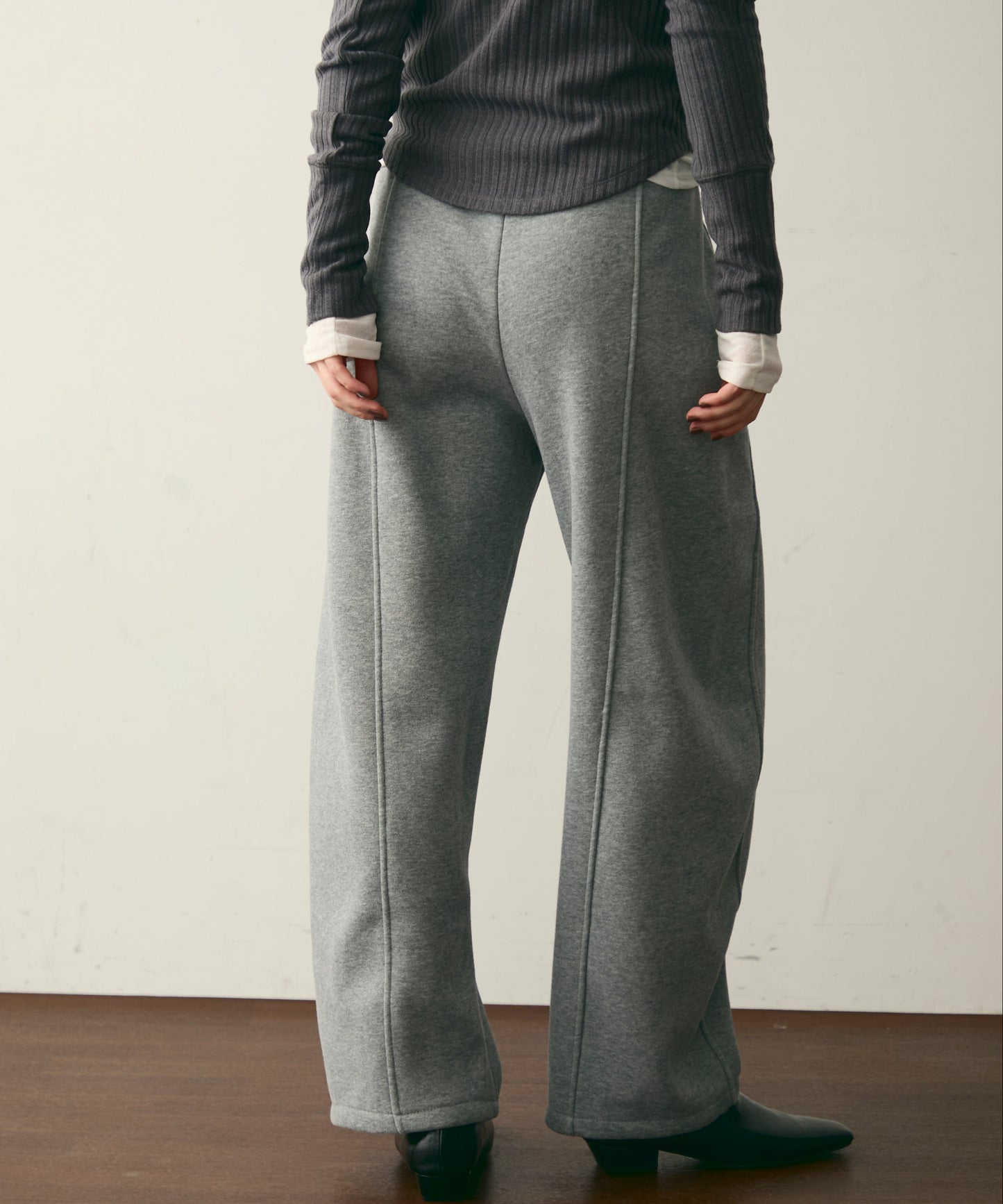 ウエストドロスト裏起毛スウェットカーブパンツ