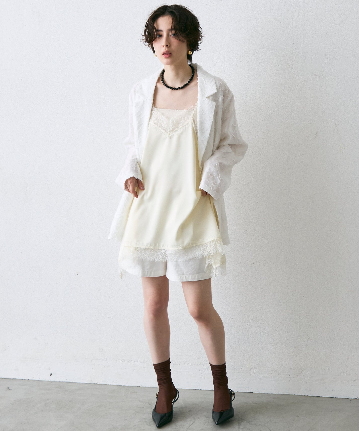 ジャガード柄シングルジャケット