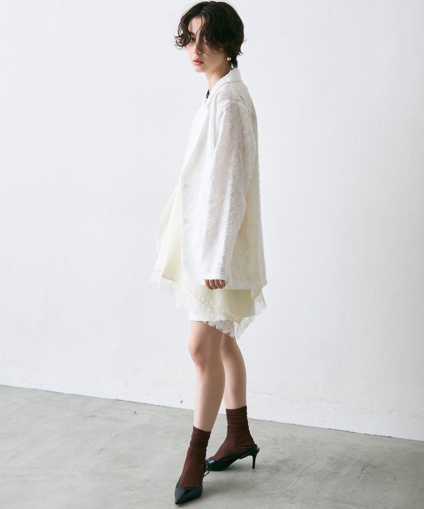 ジャガード柄シングルジャケット