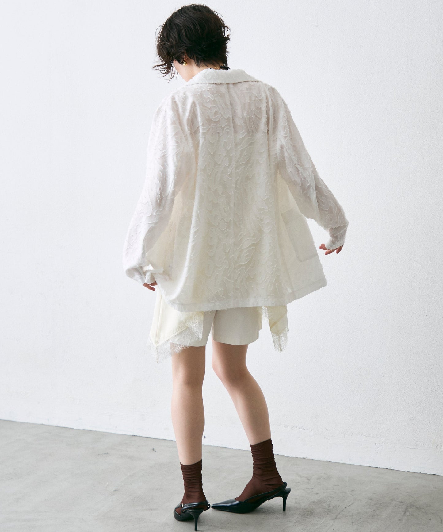 ジャガード柄シングルジャケット