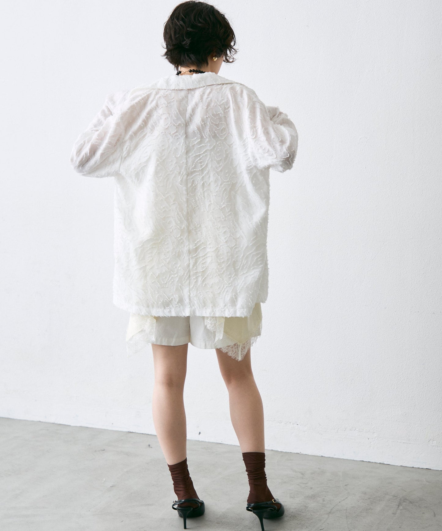 ジャガード柄シングルジャケット