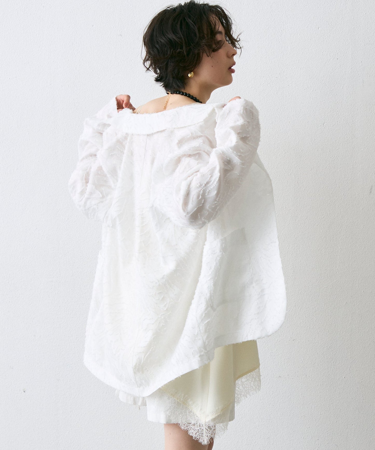 ジャガード柄シングルジャケット