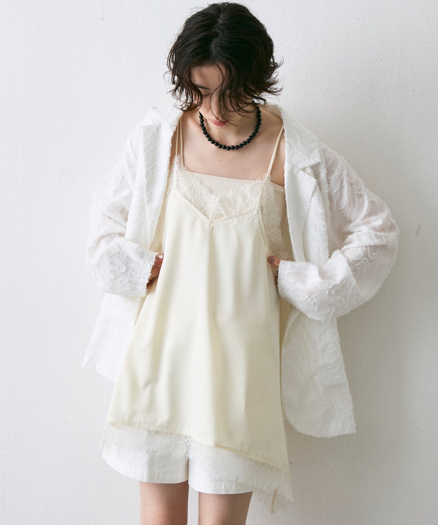 ジャガード柄シングルジャケット