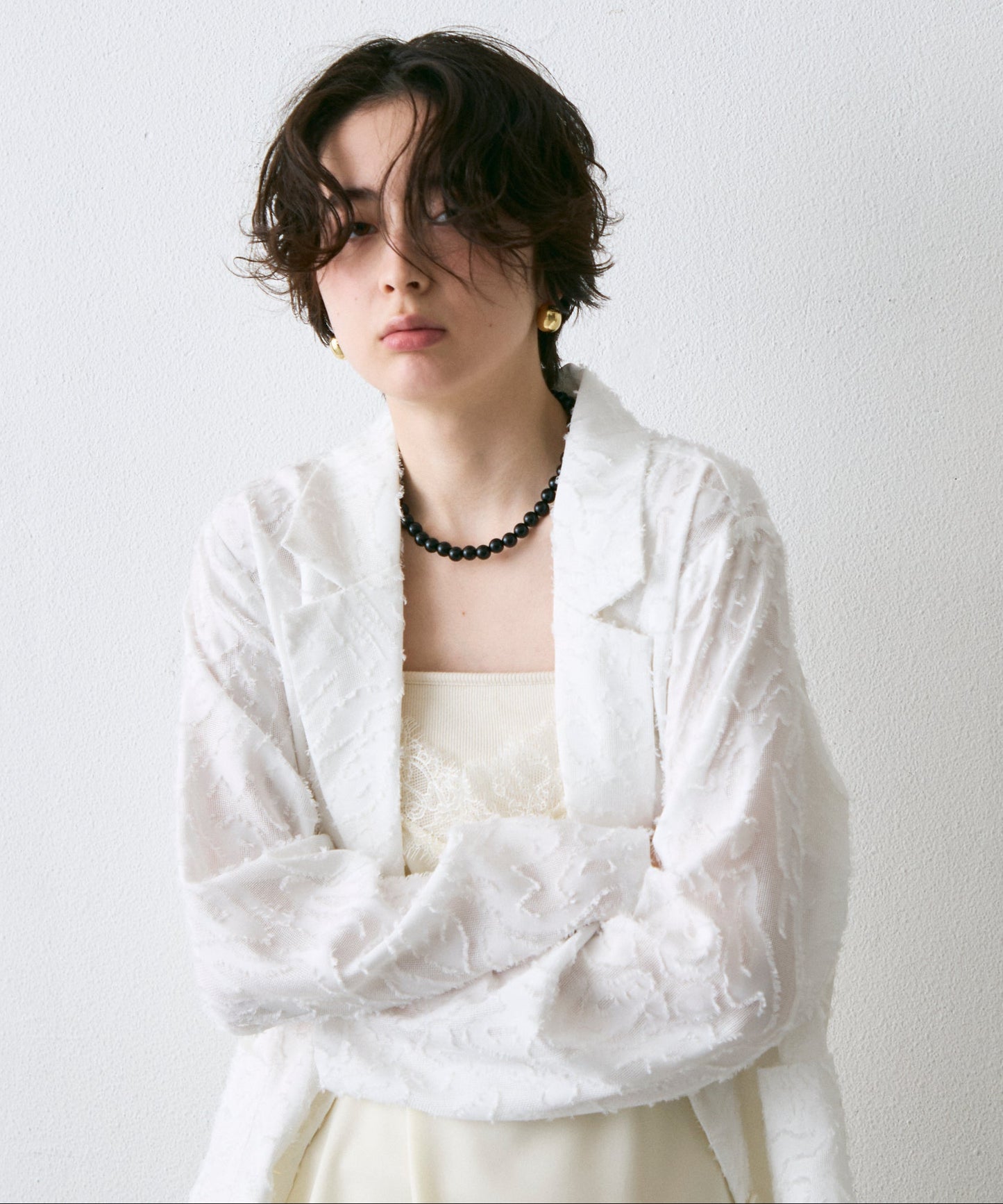 ジャガード柄シングルジャケット