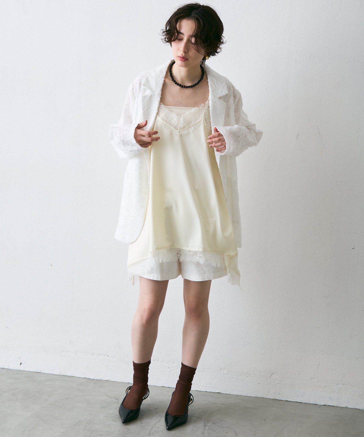 ジャガード柄シングルジャケット