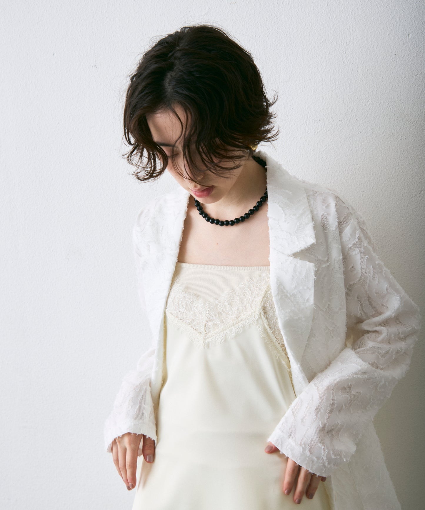 ジャガード柄シングルジャケット