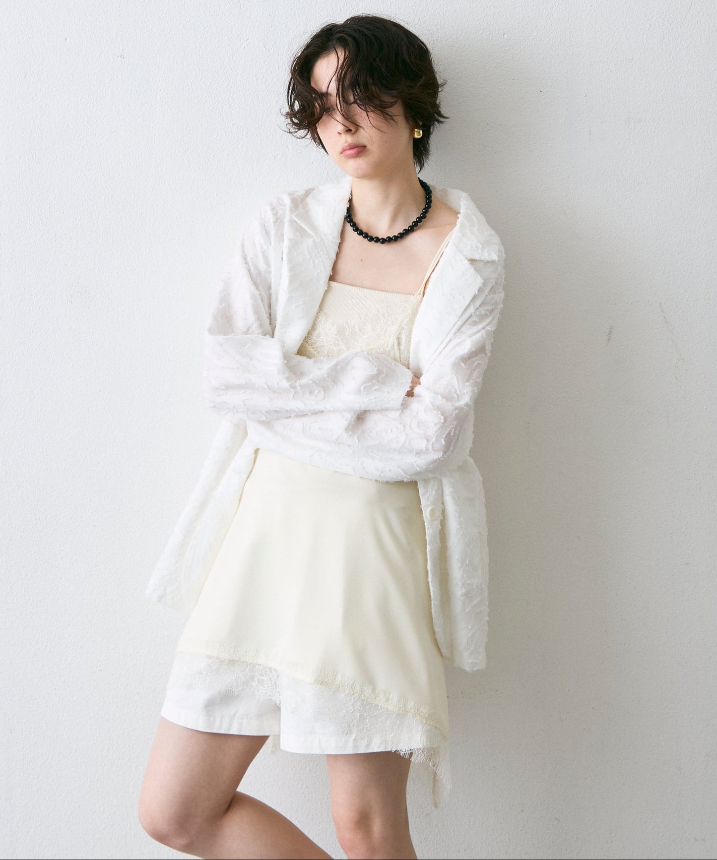 ジャガード柄シングルジャケット