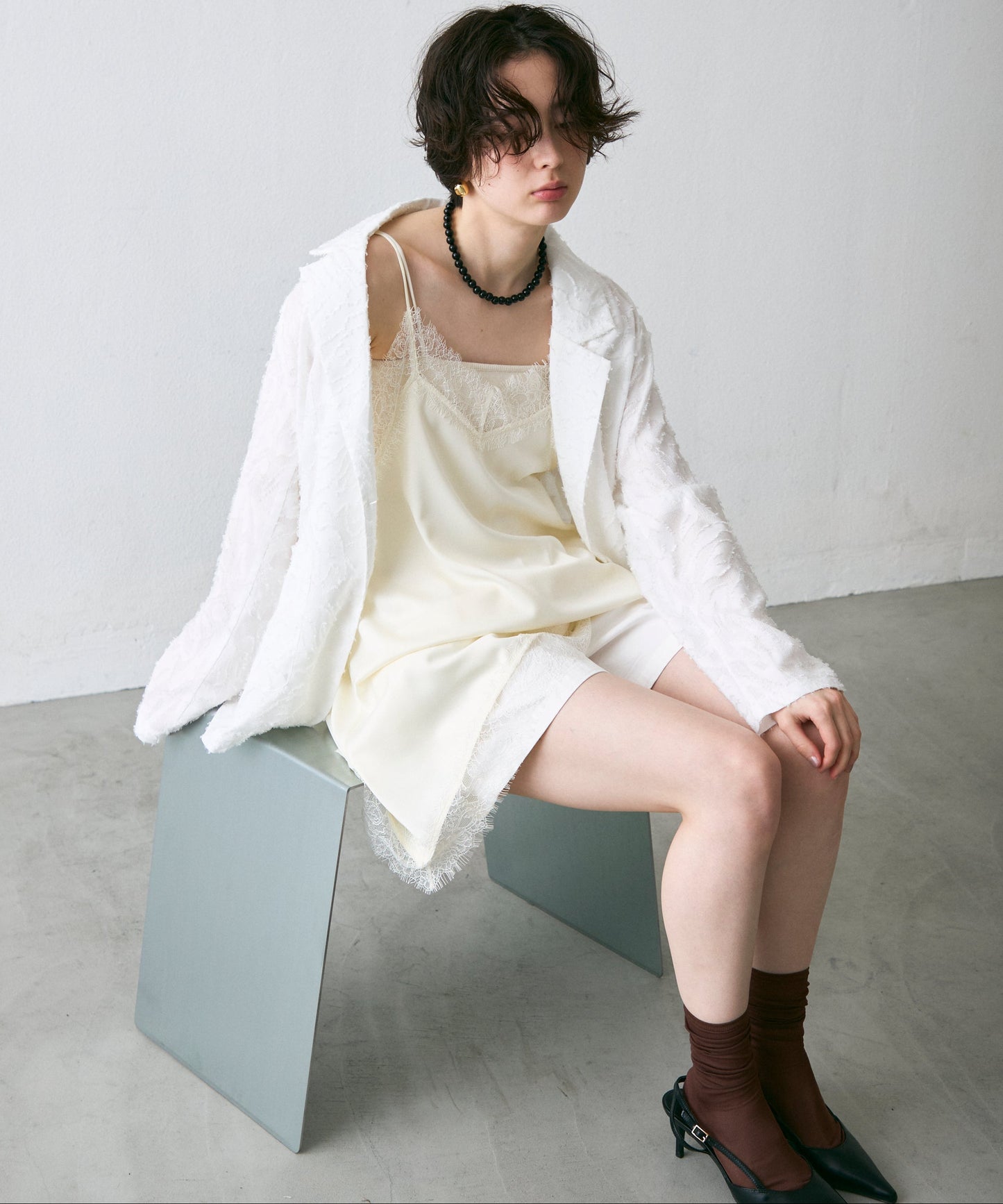 ジャガード柄シングルジャケット