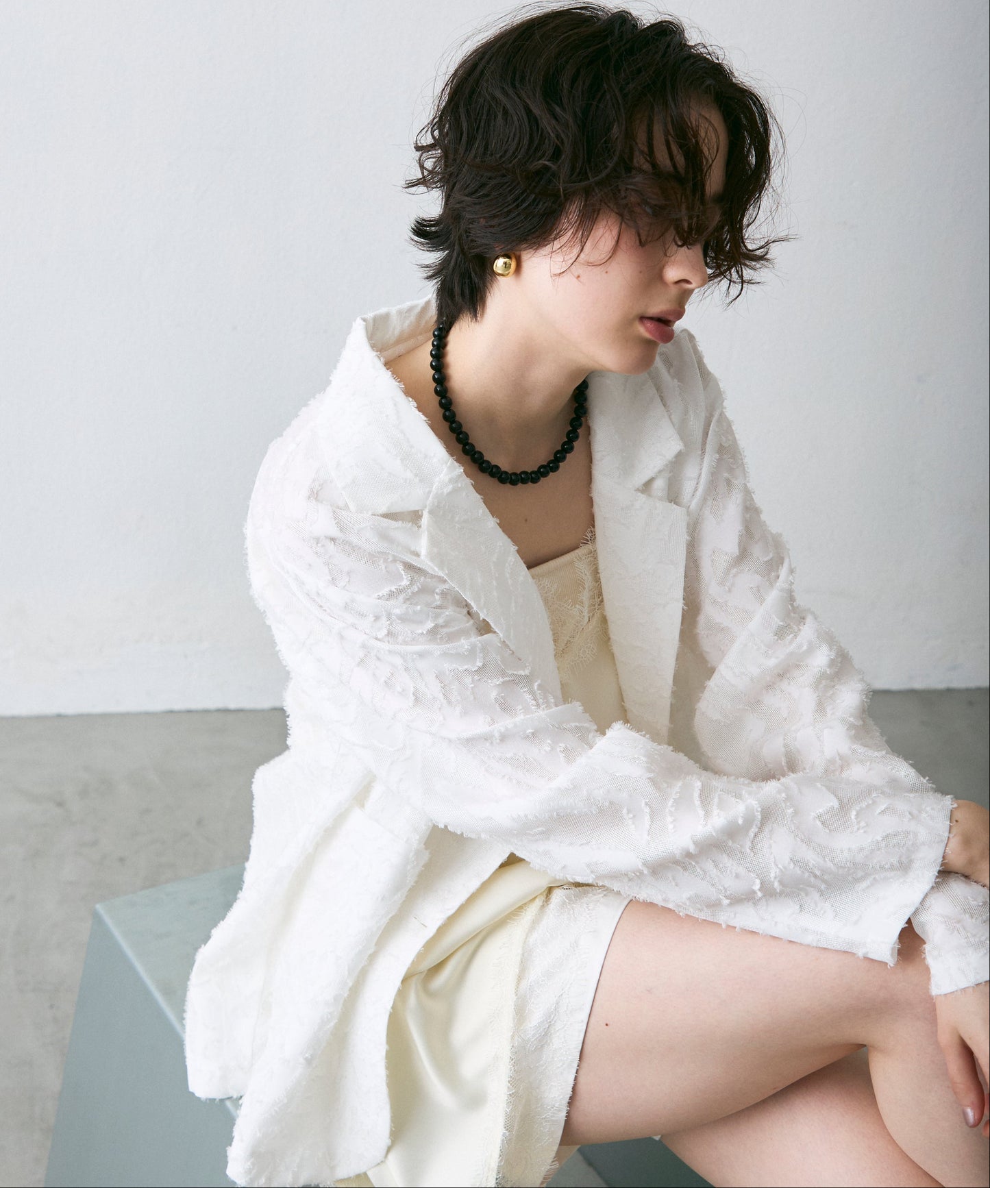 ジャガード柄シングルジャケット