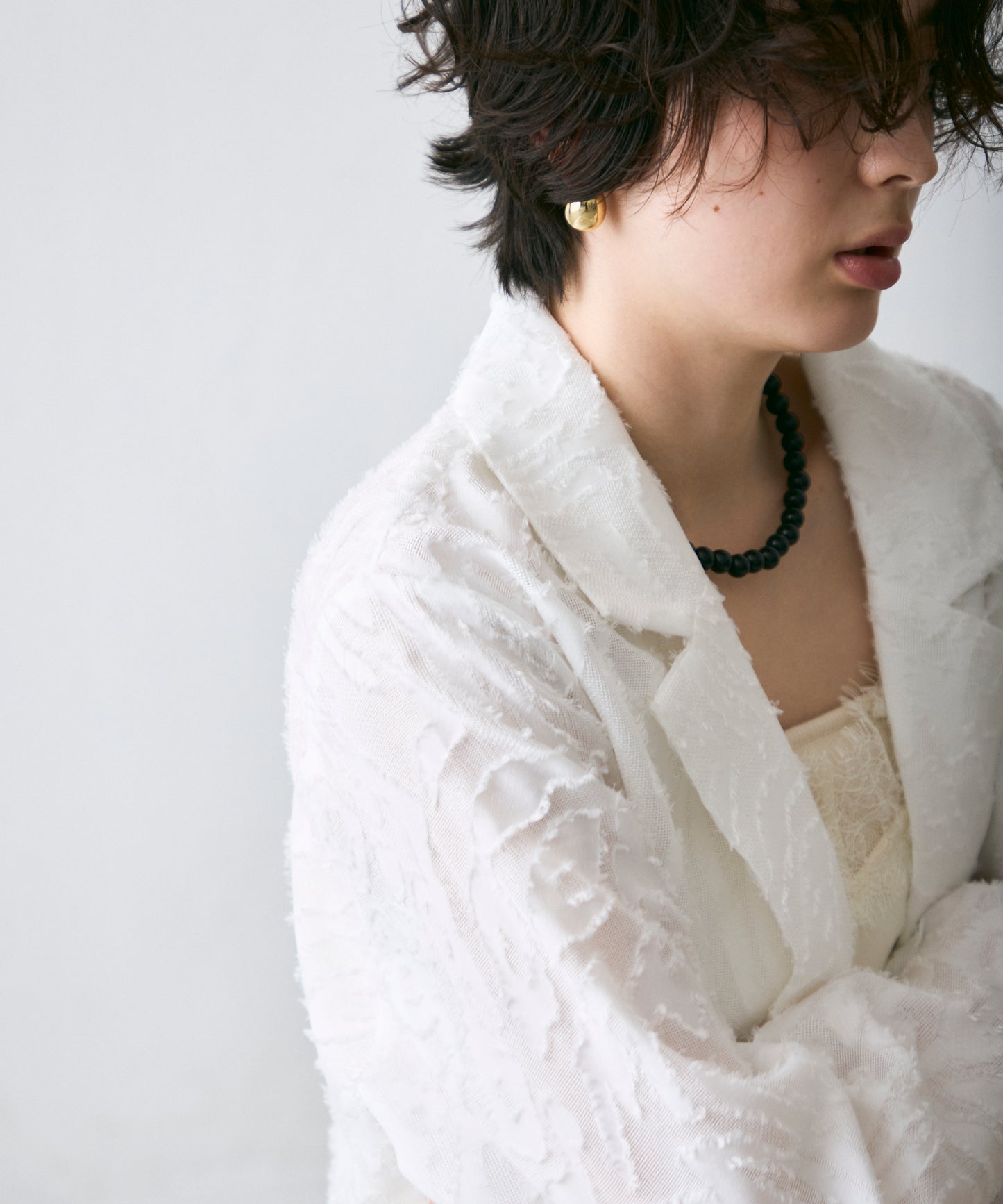 ジャガード柄シングルジャケット