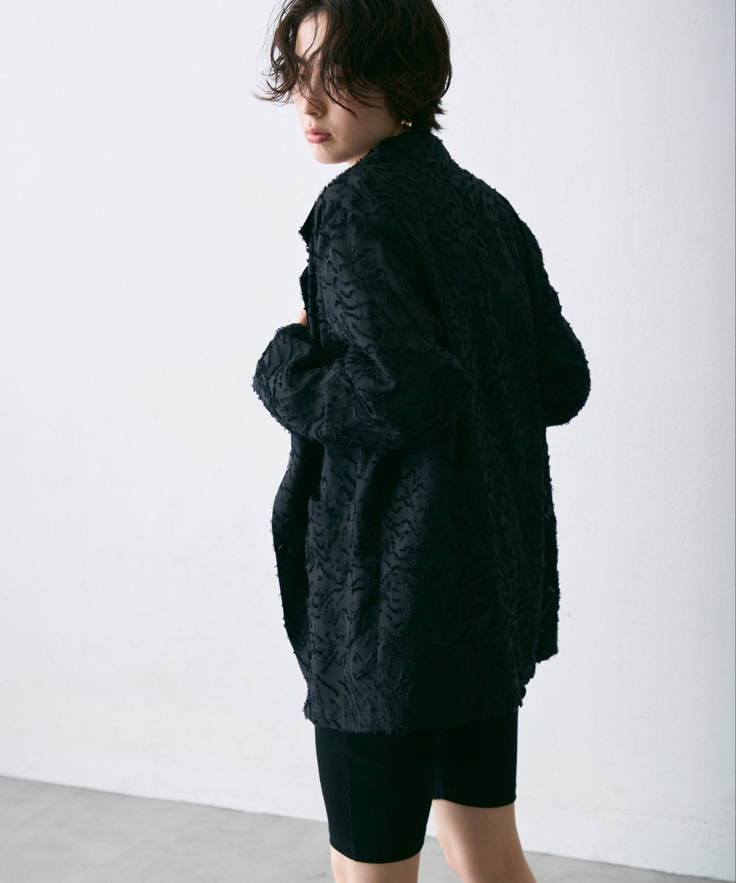 ジャガード柄シングルジャケット